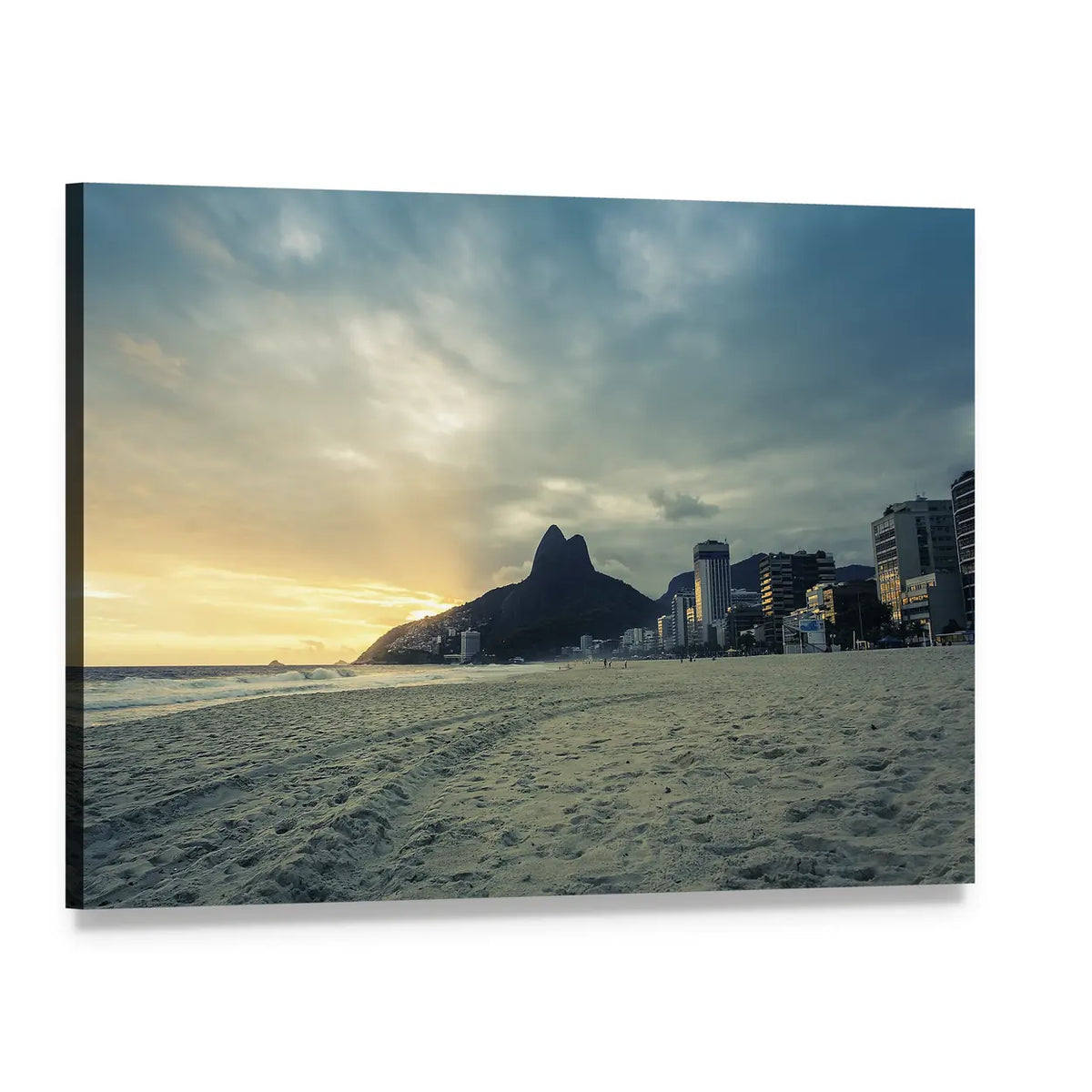 Ipanema Beach Sunset, Rio De Janeiro Canvas Wall Art, single panel gallery wrapped canvas, angled product view