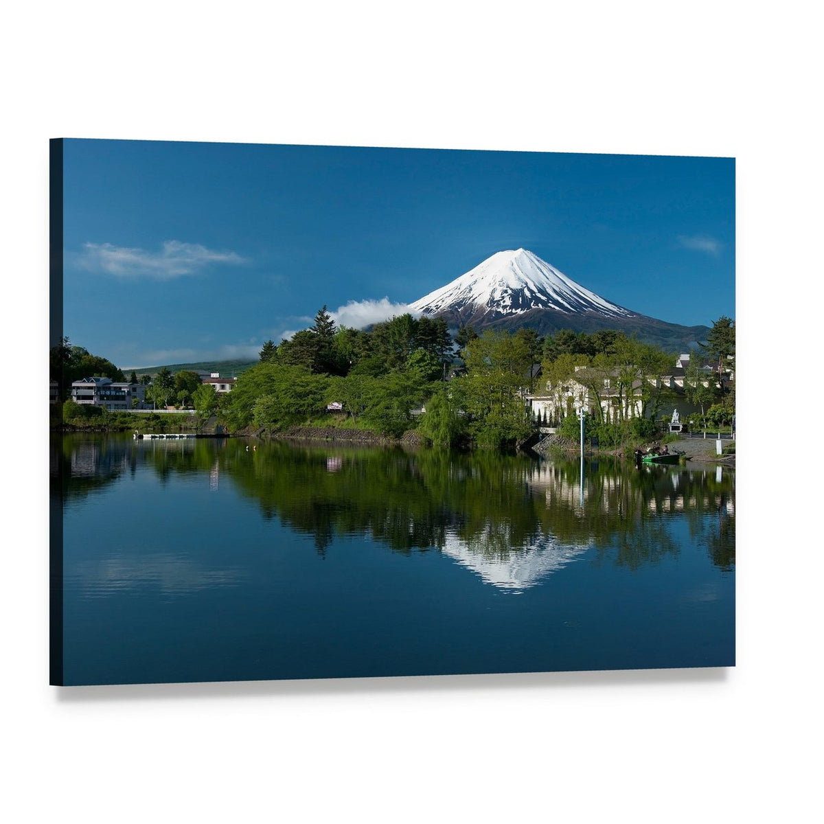 Mount Fuji Reflected in Lake Canvas Wall Art, single panel gallery wrapped canvas, angled product view