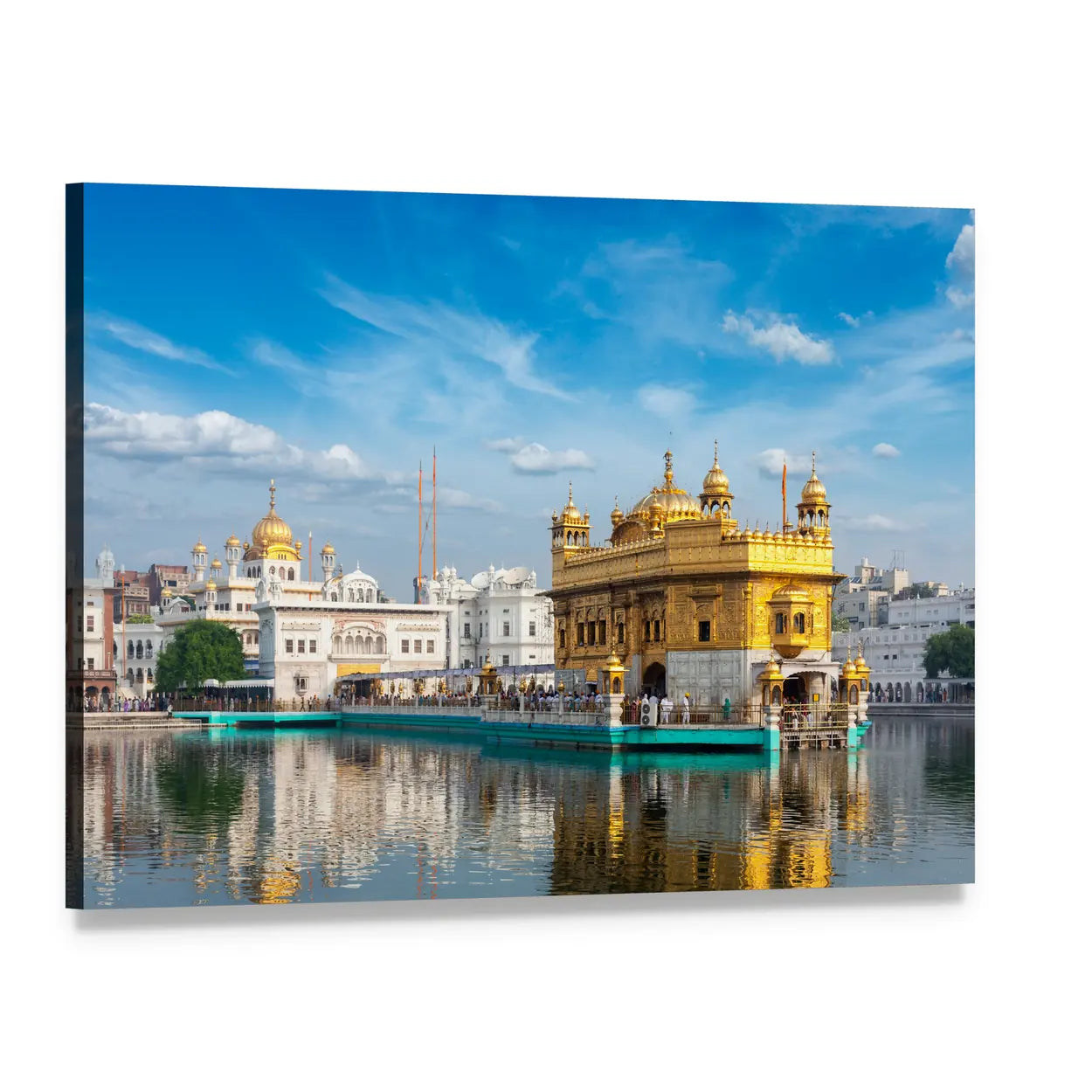 Golden Temple at Harmandir Sahib Canvas Wall Art, single panel gallery wrapped canvas, angled product view