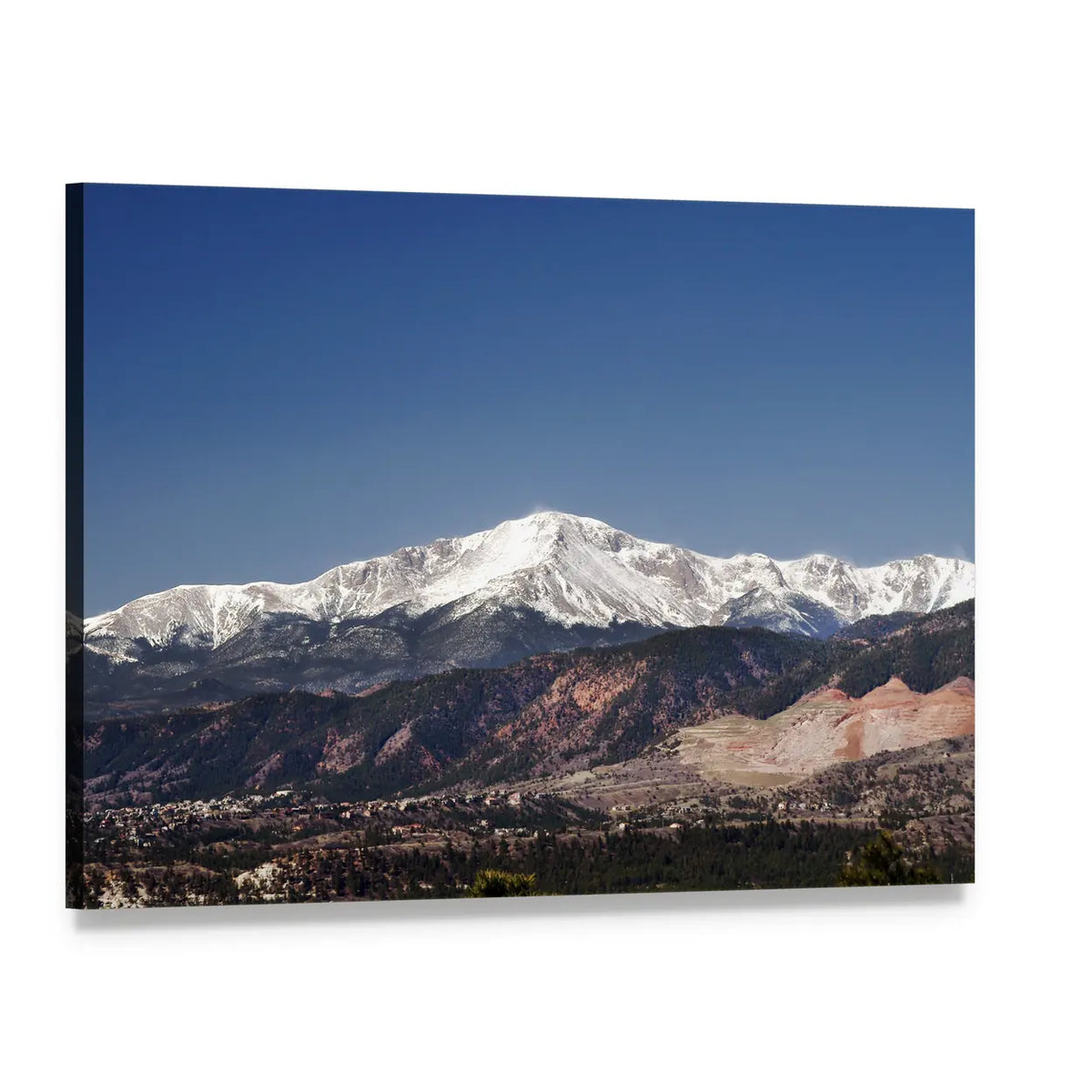 Pikes Peak Colorado Summit Canvas Wall Art, single panel gallery wrapped canvas, angled product view