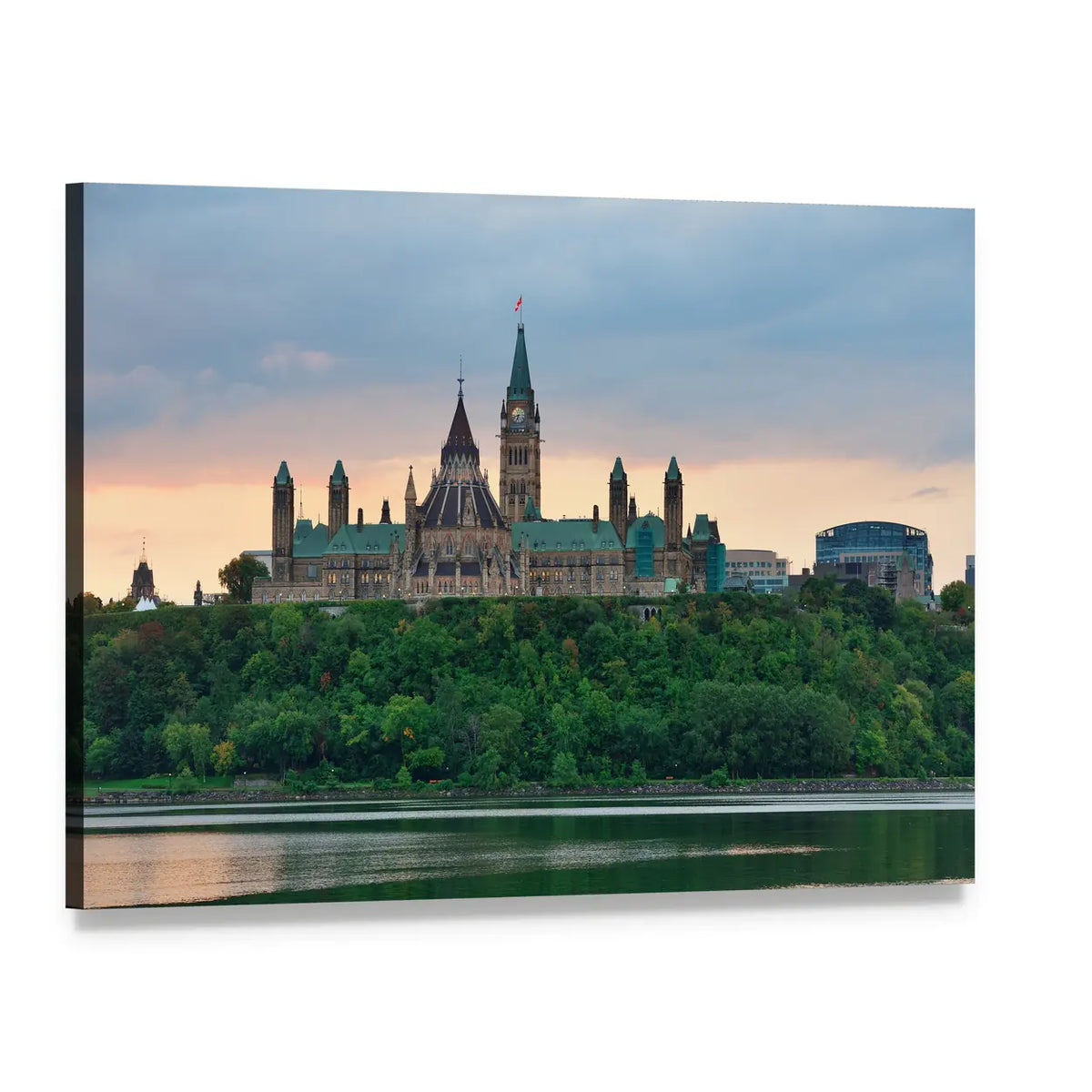 Ottawa City Skyline Canvas Wall Art, single panel gallery wrapped canvas, angled product view