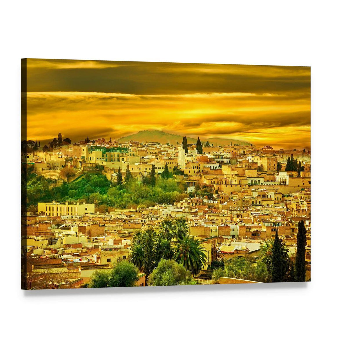 City Wall in Fes Canvas Wall Art, single panel gallery wrapped canvas, angled product view