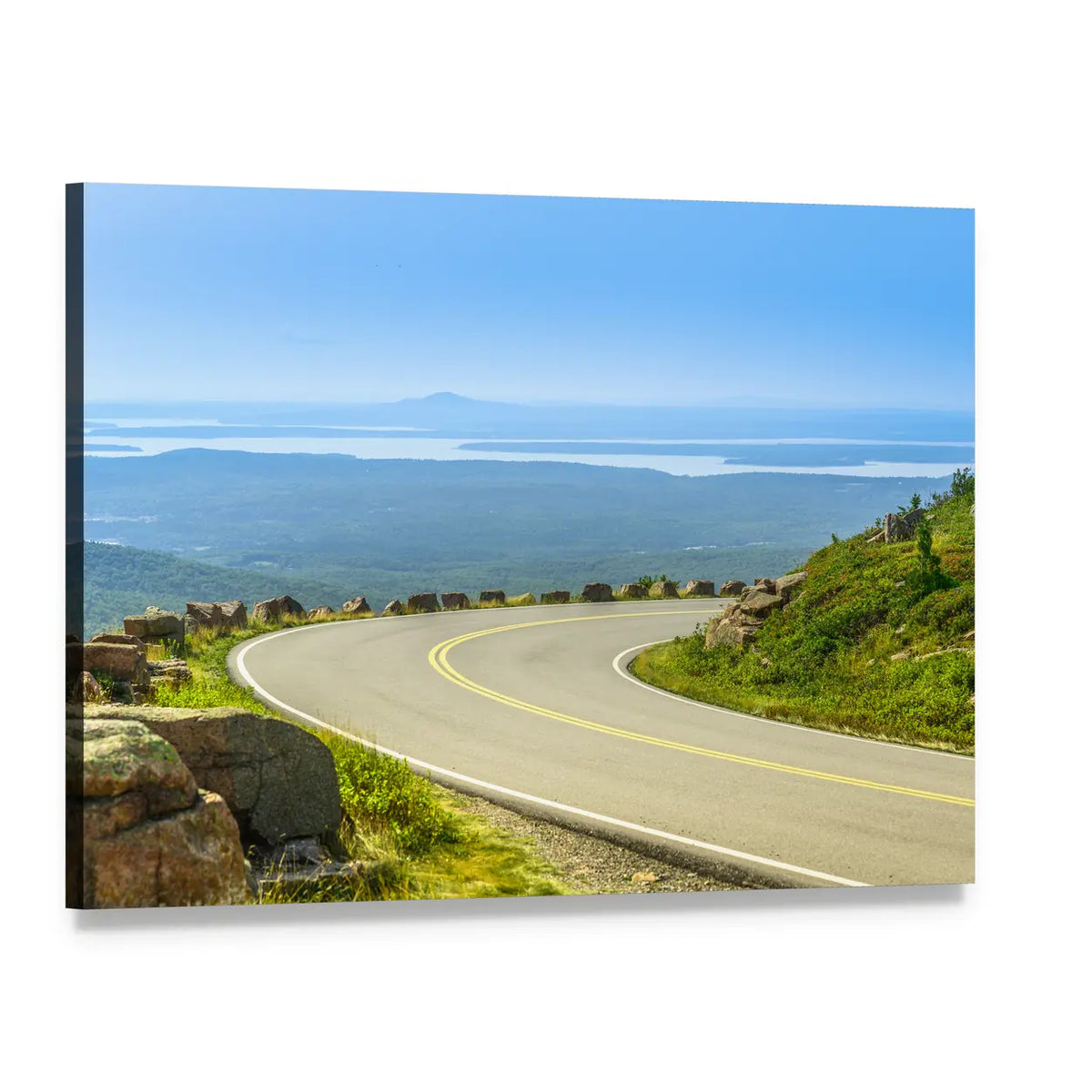 Cadillac Mountain Drive Canvas Wall Art, single panel gallery wrapped canvas, angled product view