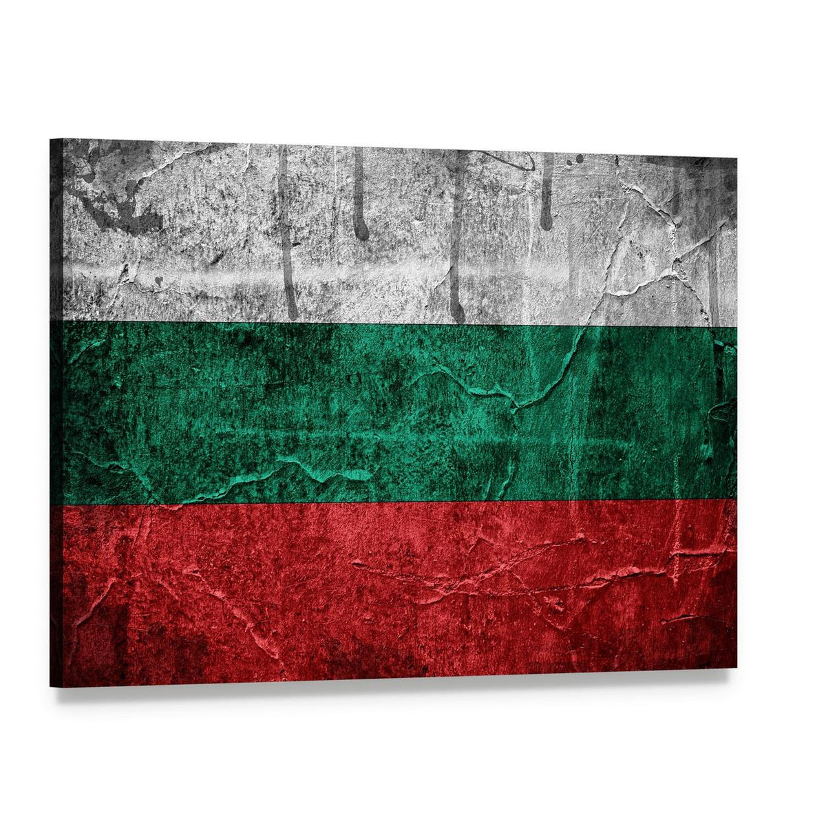 Bulgarian Flag with Distressed Texture Canvas Wall Art, single panel gallery wrapped canvas, angled product view