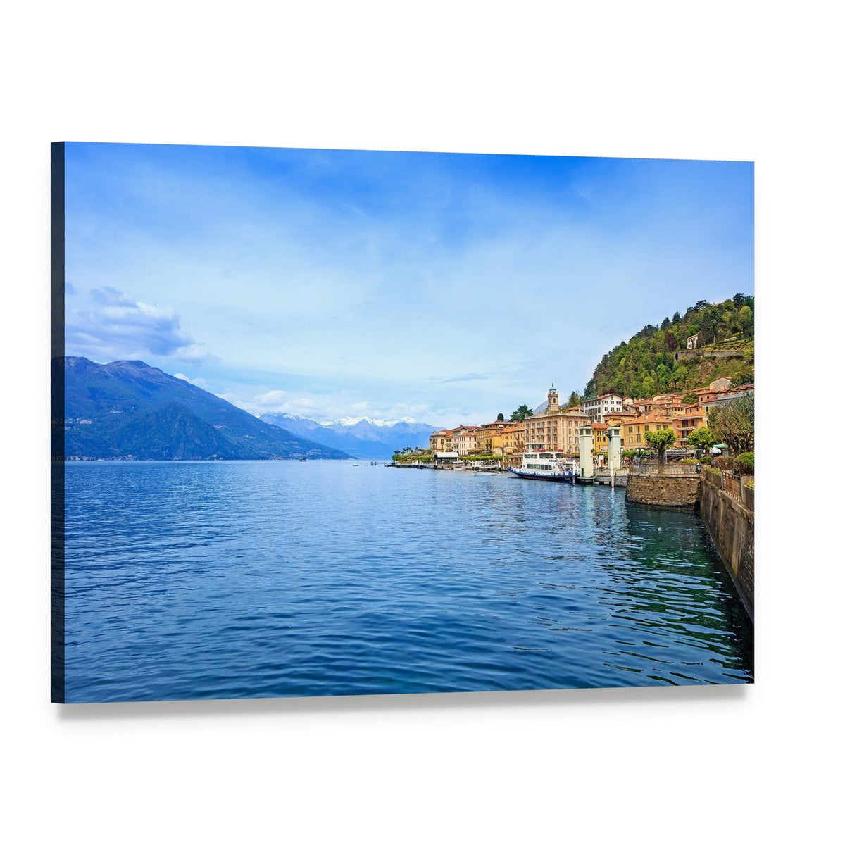 Bellagio Town with Como Lake Canvas Wall Art, single panel gallery wrapped canvas, angled product view