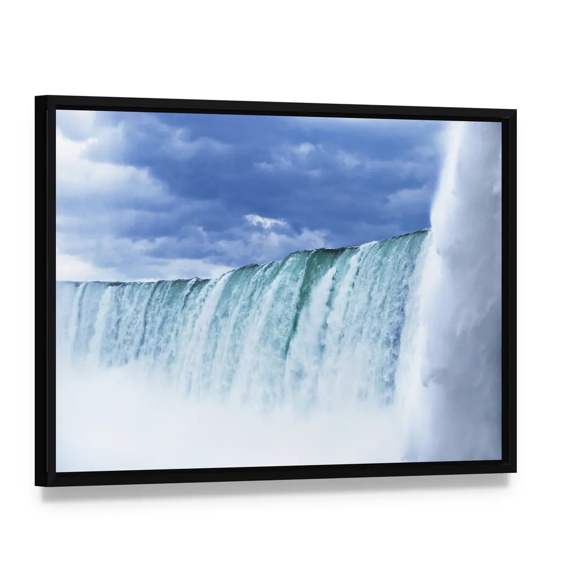 Niagara Falls Horseshoe In Canada Canvas Wall Art, framed canvas in a black floater frame, angled product view