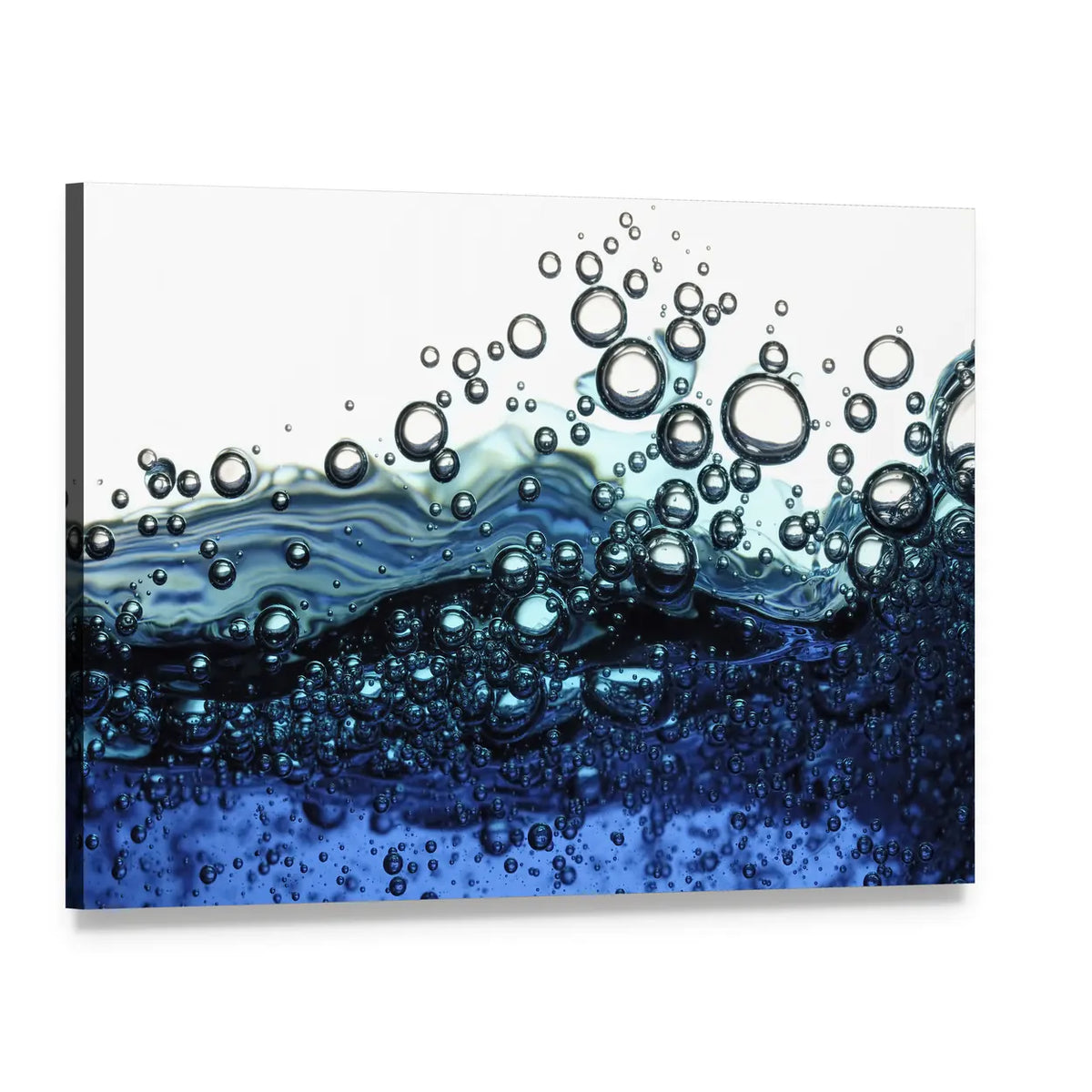 Surface Bubbles in Blue Water Canvas Wall Art, single panel gallery wrapped canvas, angled product view