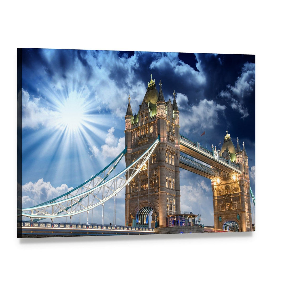 Tower Bridge at Sunset Canvas Wall Art, single panel gallery wrapped canvas, angled product view