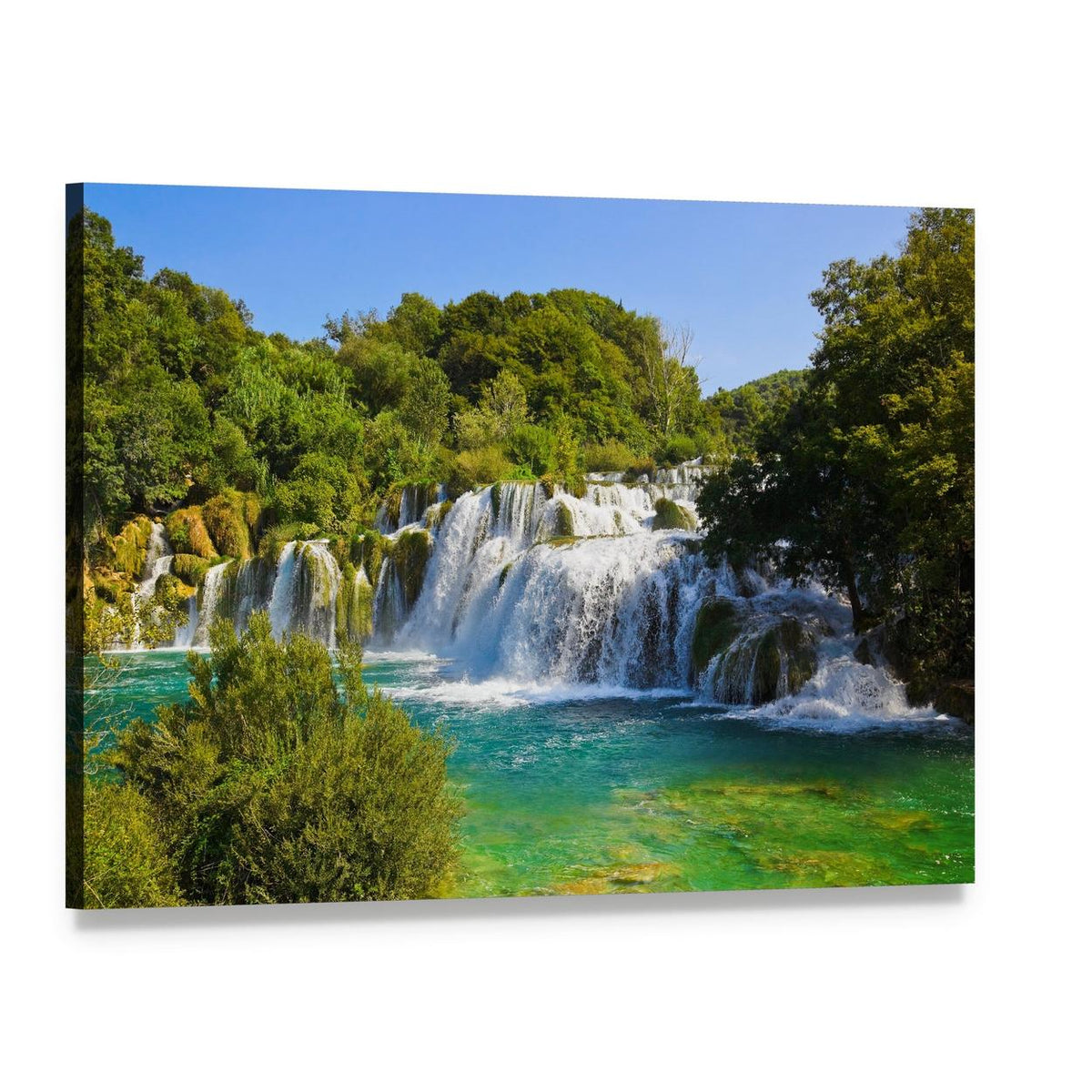 Krka Waterfall in Croatia Canvas Wall Art, single panel gallery wrapped canvas, angled product view