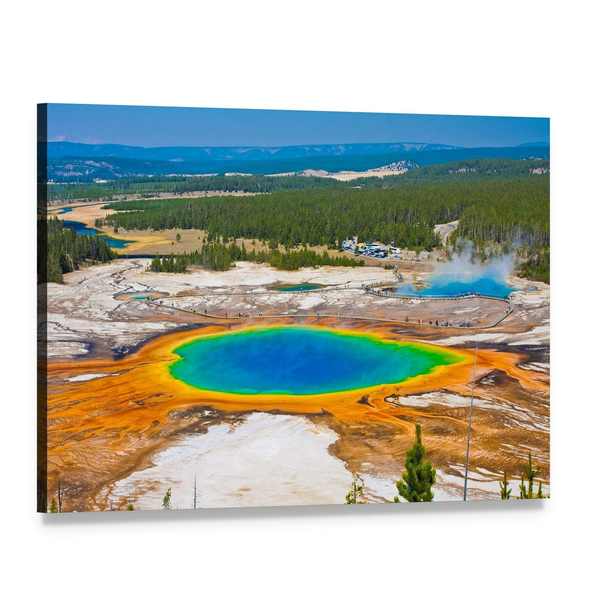 Grand Prismatic Spring Canvas Wall Art, single panel gallery wrapped canvas, angled product view