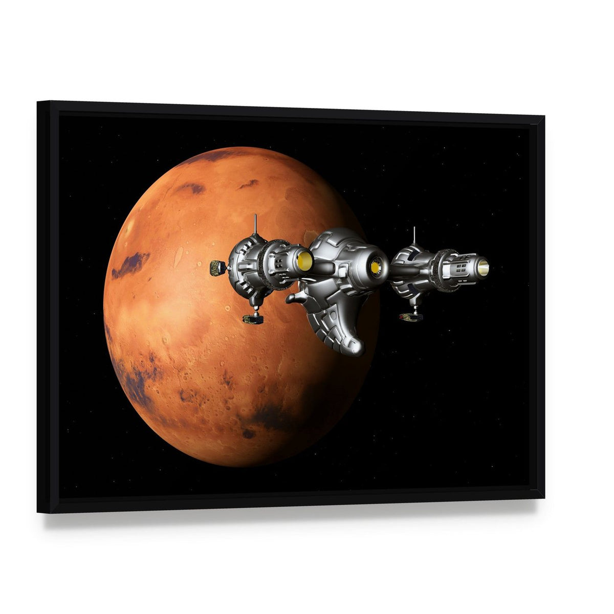 The Flight to Mars Canvas Wall Art, framed canvas in a black floater frame, angled product view