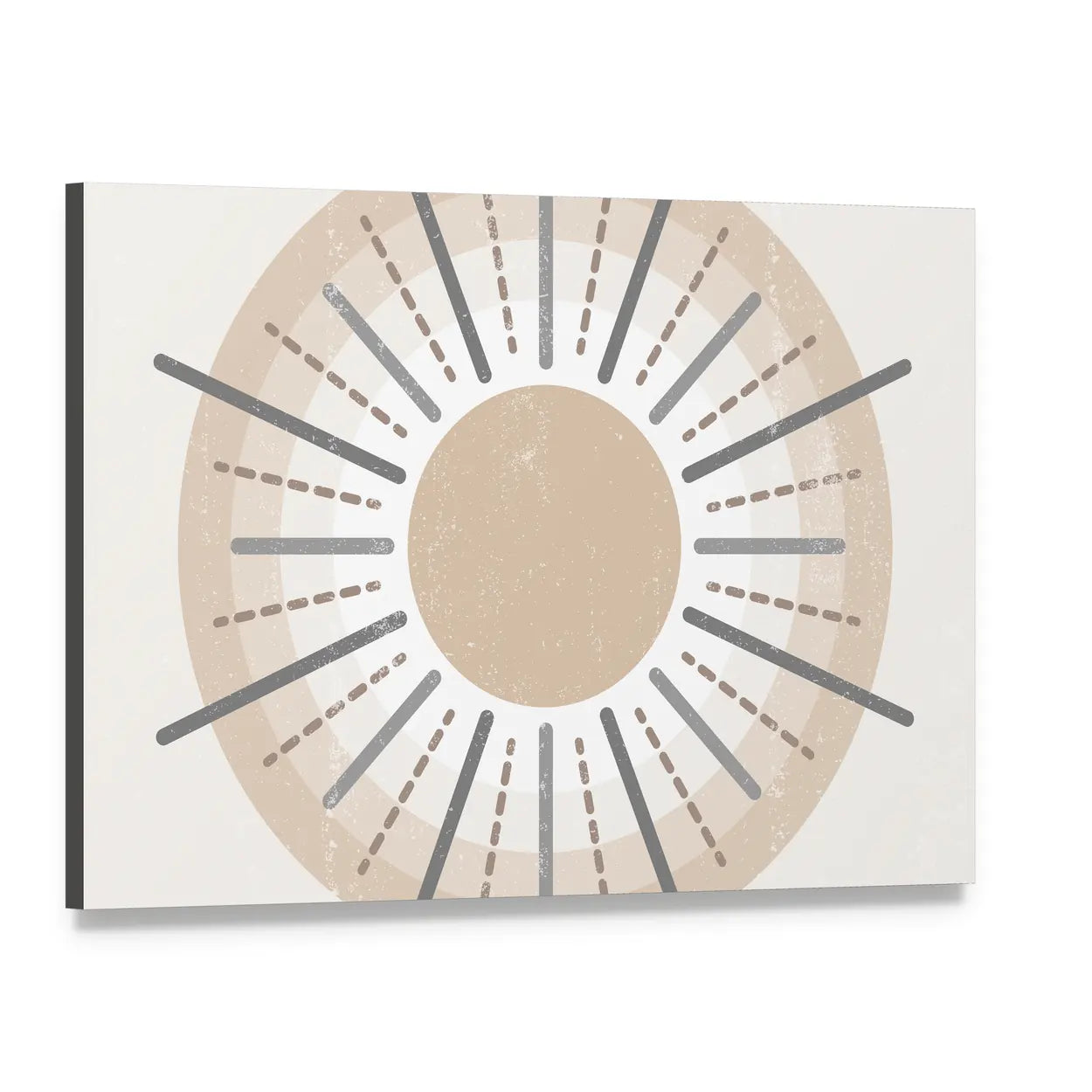 Minimalist Boho Sun Print Canvas Wall Art, single panel gallery wrapped canvas, angled product view