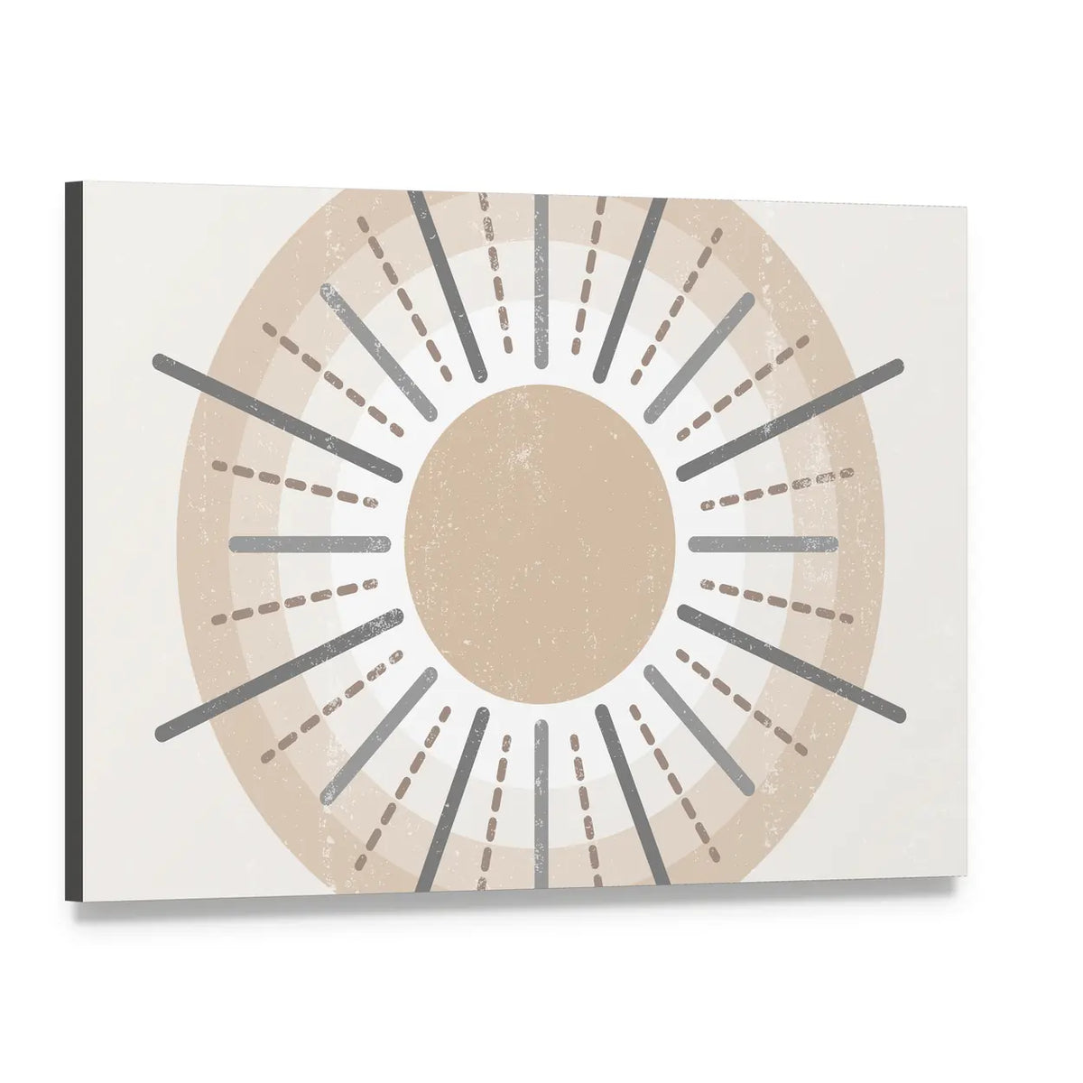 Minimalist Boho Sun Print Canvas Wall Art, single panel gallery wrapped canvas, angled product view