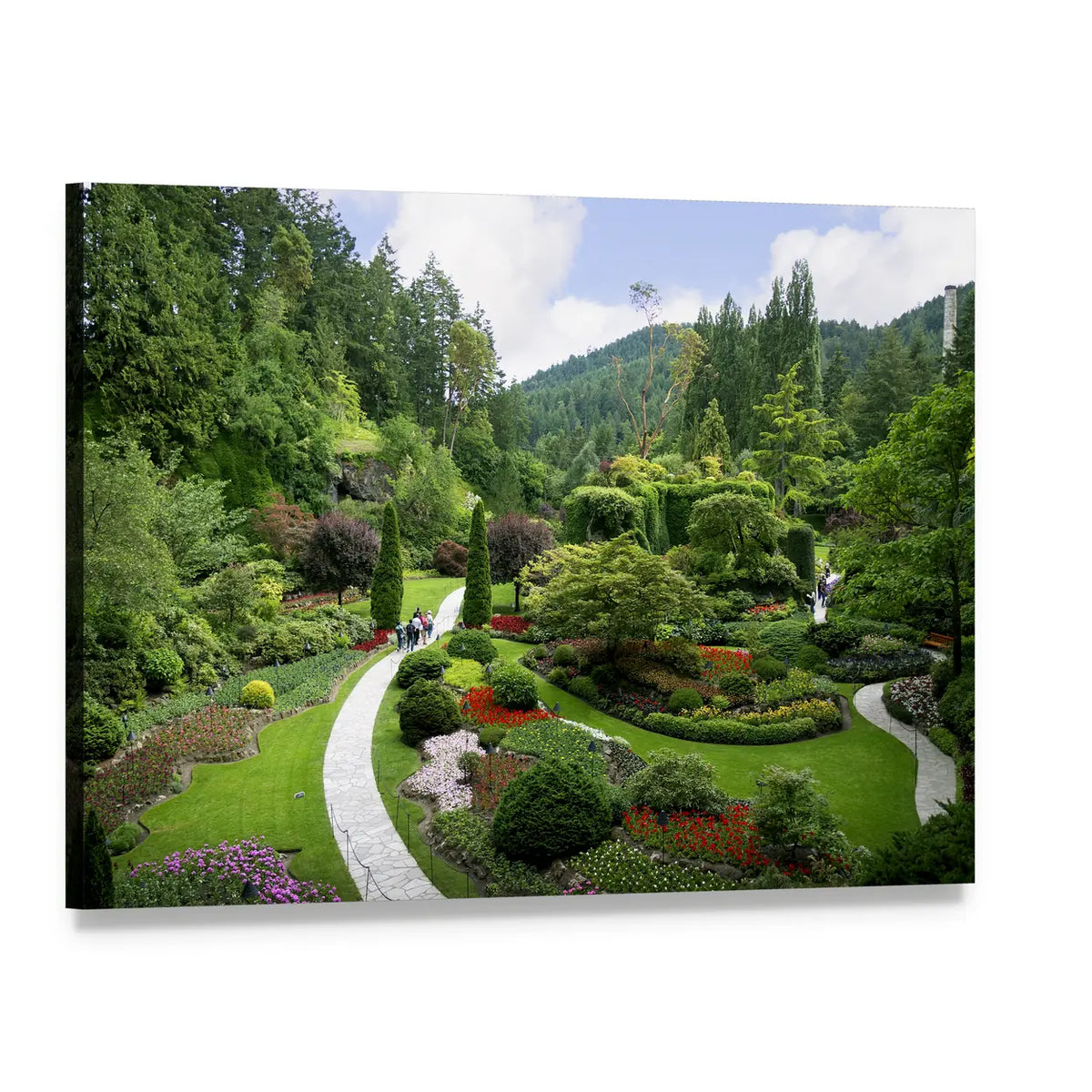 Beautiful Butchart Garden Canvas Wall Art, single panel gallery wrapped canvas, angled product view