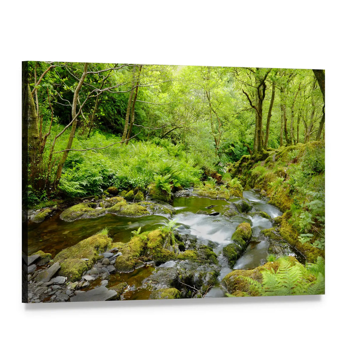 Dolgoch Falls In Wales UK Canvas Wall Art, single panel gallery wrapped canvas, angled product view