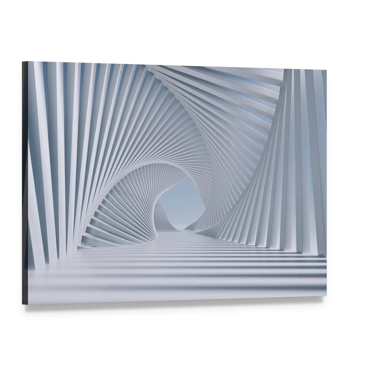 3d Spiral Tunnel Canvas Wall Art, single panel gallery wrapped canvas, angled product view