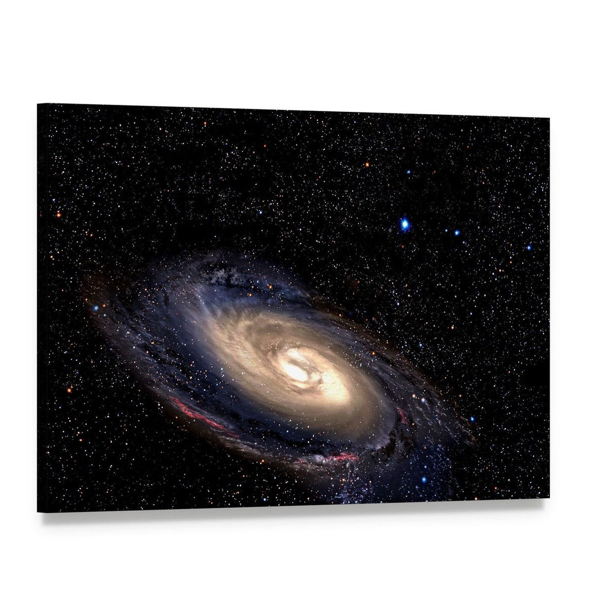 Spiral Galaxy in Deep Space with Star Field Canvas Wall Art, single panel gallery wrapped canvas, angled product view