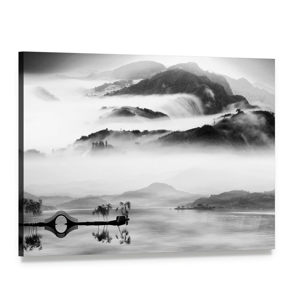 Chinese Landscape Painting Canvas Wall Art, single panel gallery wrapped canvas, angled product view