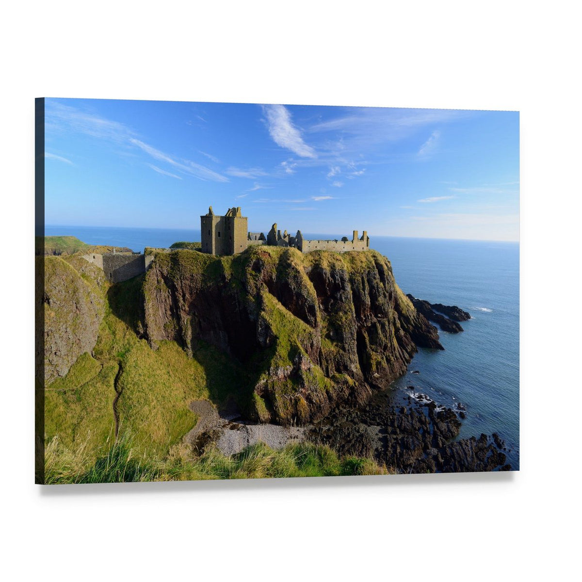 Dunnottar Castle Canvas Wall Art, single panel gallery wrapped canvas, angled product view
