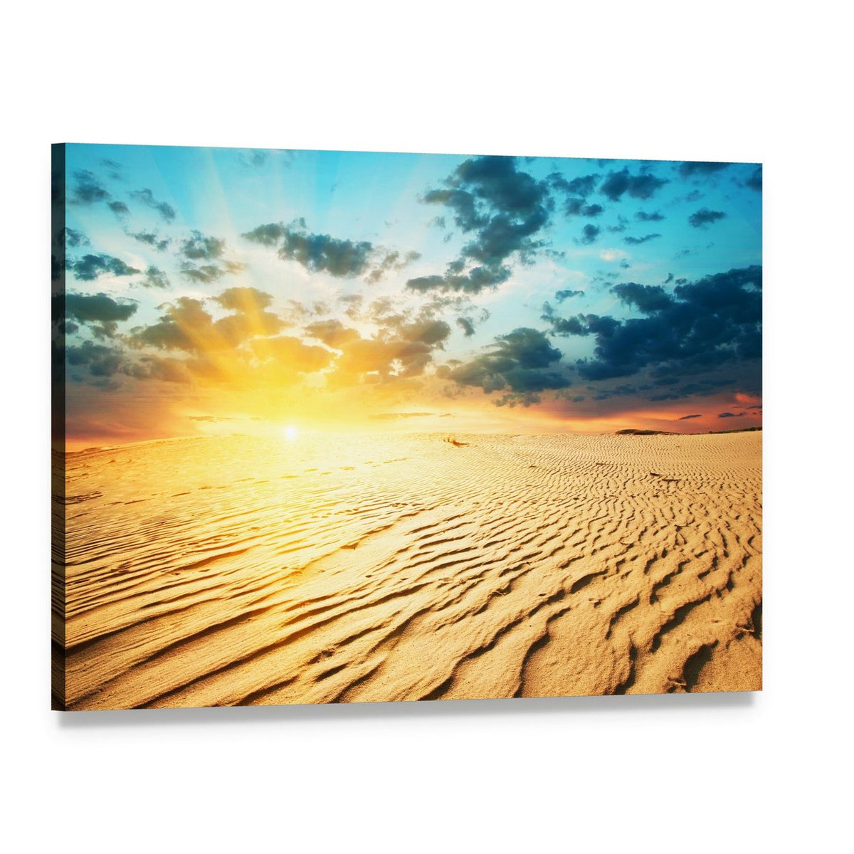 Desert Dunes Under a Red Sunset Canvas Wall Art, single panel gallery wrapped canvas, angled product view
