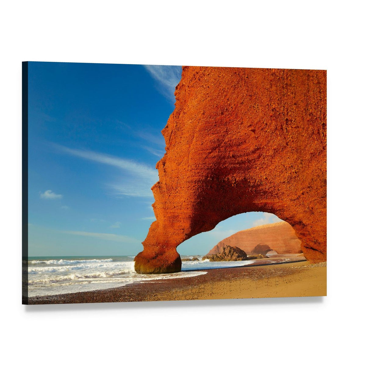 Orange Rock Arch on Atlantic Coast Canvas Wall Art, single panel gallery wrapped canvas, angled product view