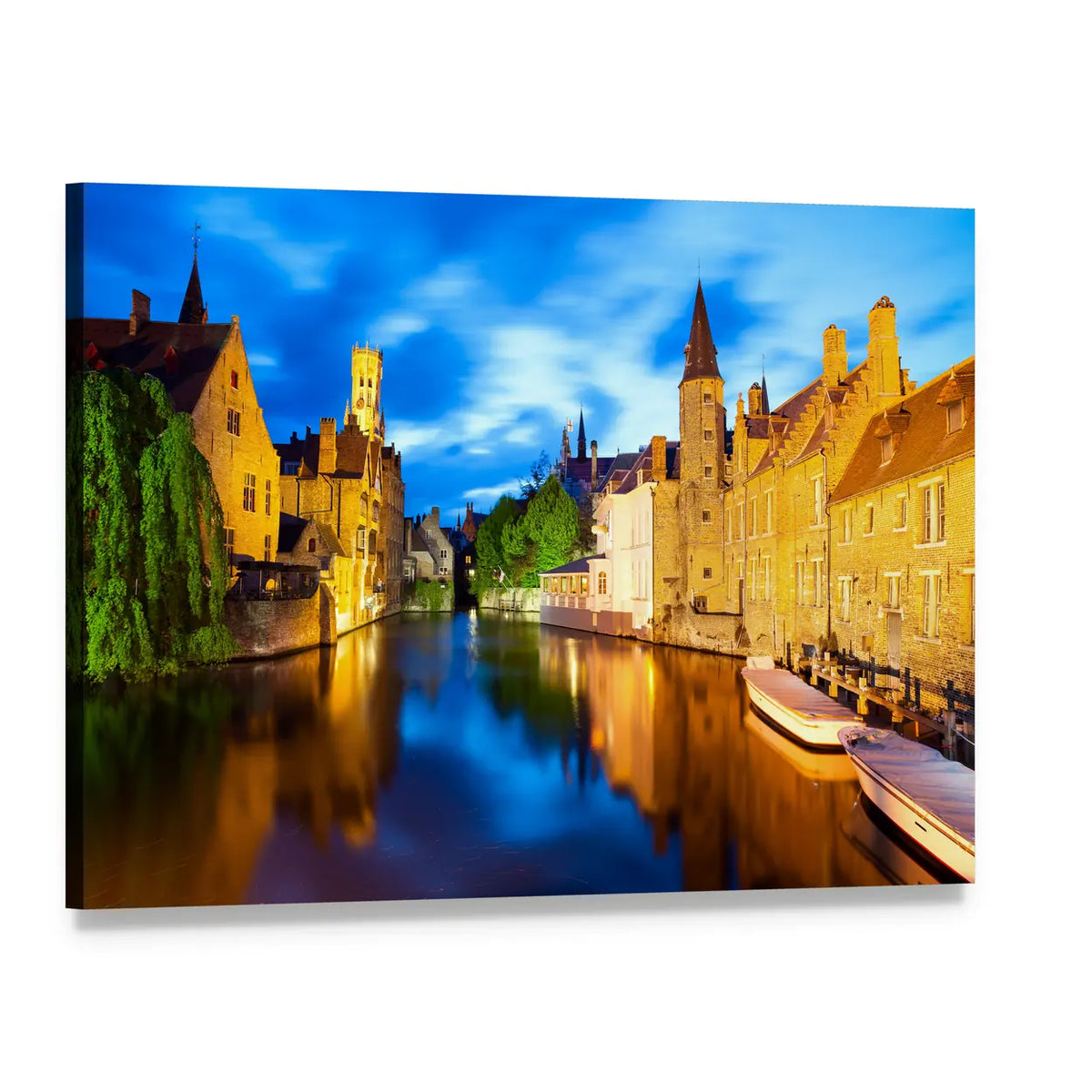 Canal in Bruges Canvas Wall Art, single panel gallery wrapped canvas, angled product view