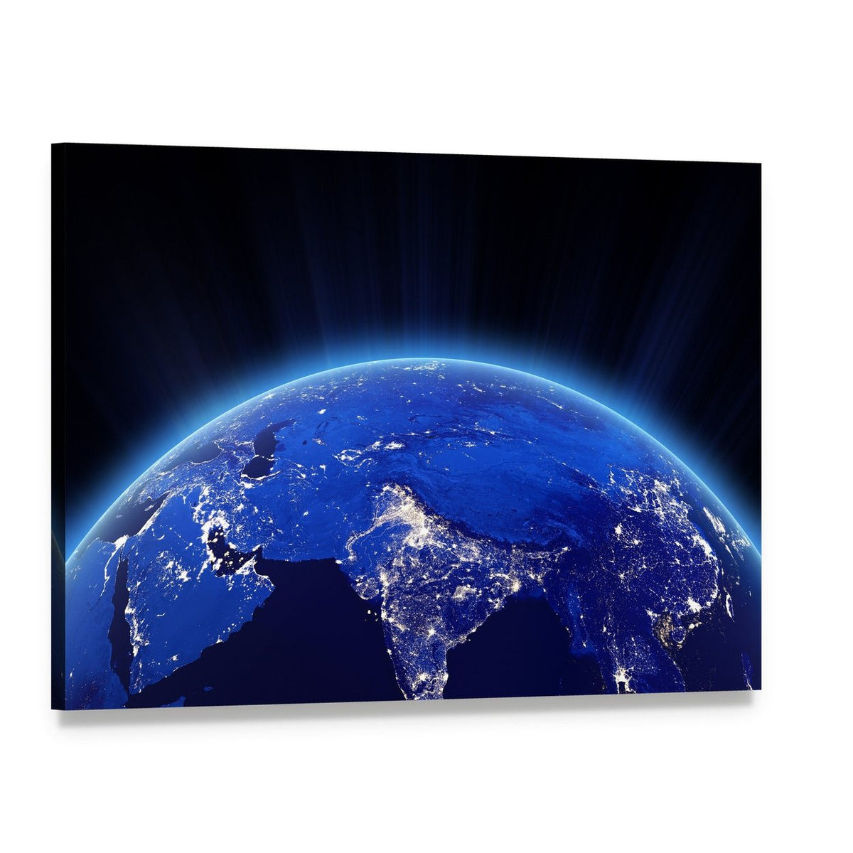 India City Lights at Night Canvas Wall Art, single panel gallery wrapped canvas, angled product view