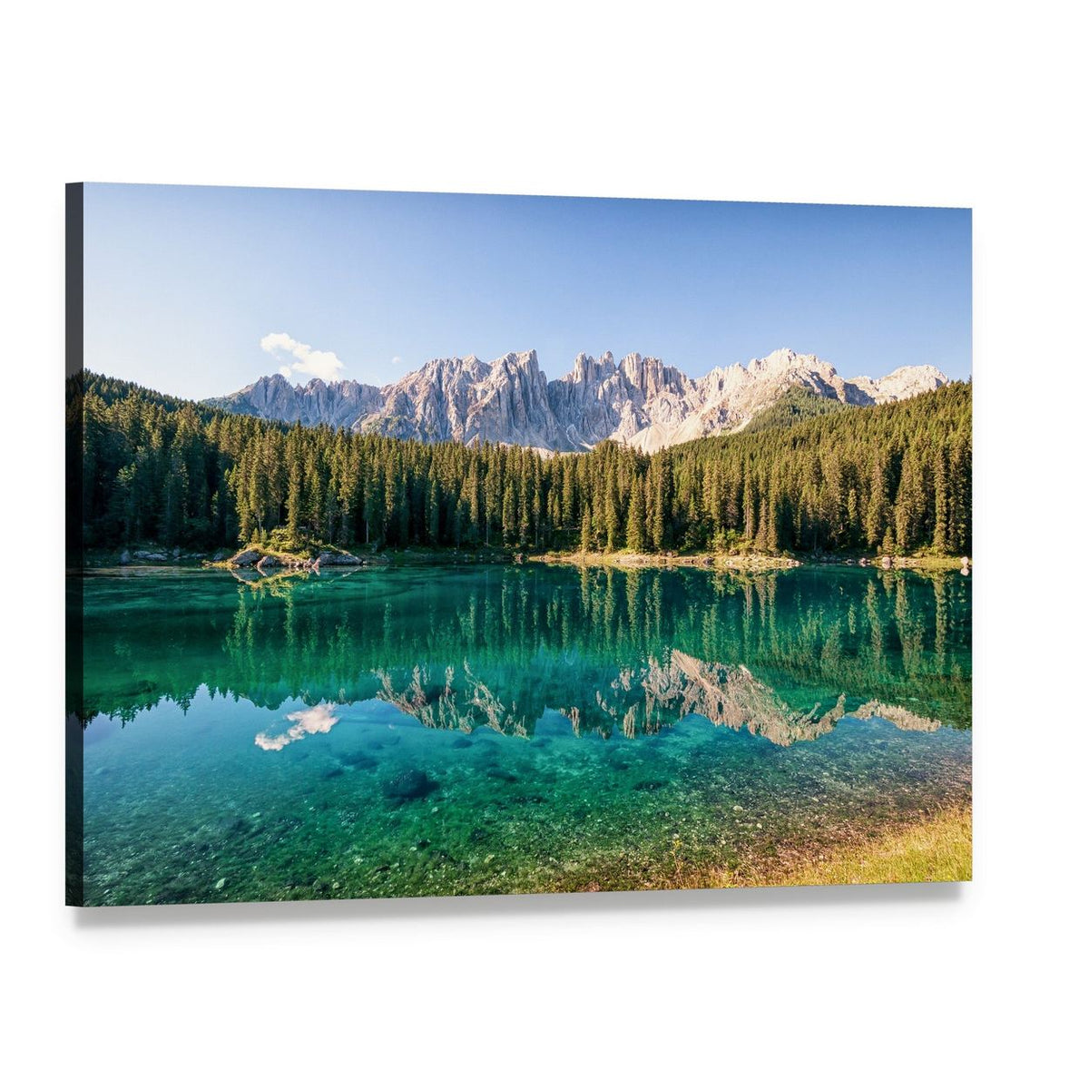 Karer Lake in Italy Canvas Wall Art, single panel gallery wrapped canvas, angled product view