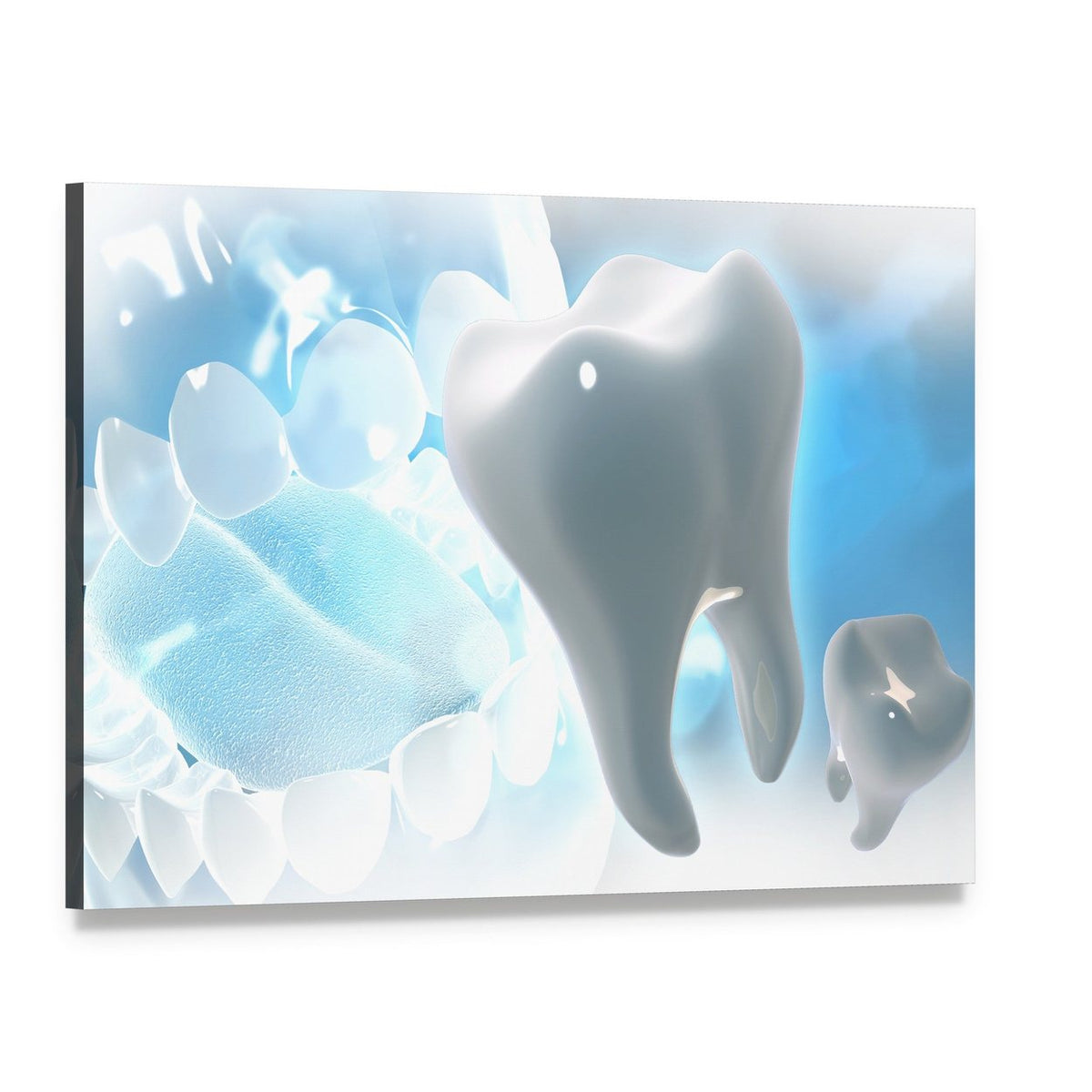 Glowing Teeth Illustration Canvas Wall Art, single panel gallery wrapped canvas, angled product view