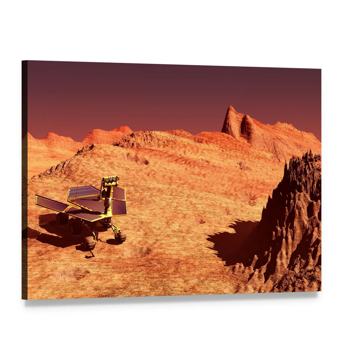Mars Rover on Martian Surface Canvas Wall Art, single panel gallery wrapped canvas, angled product view