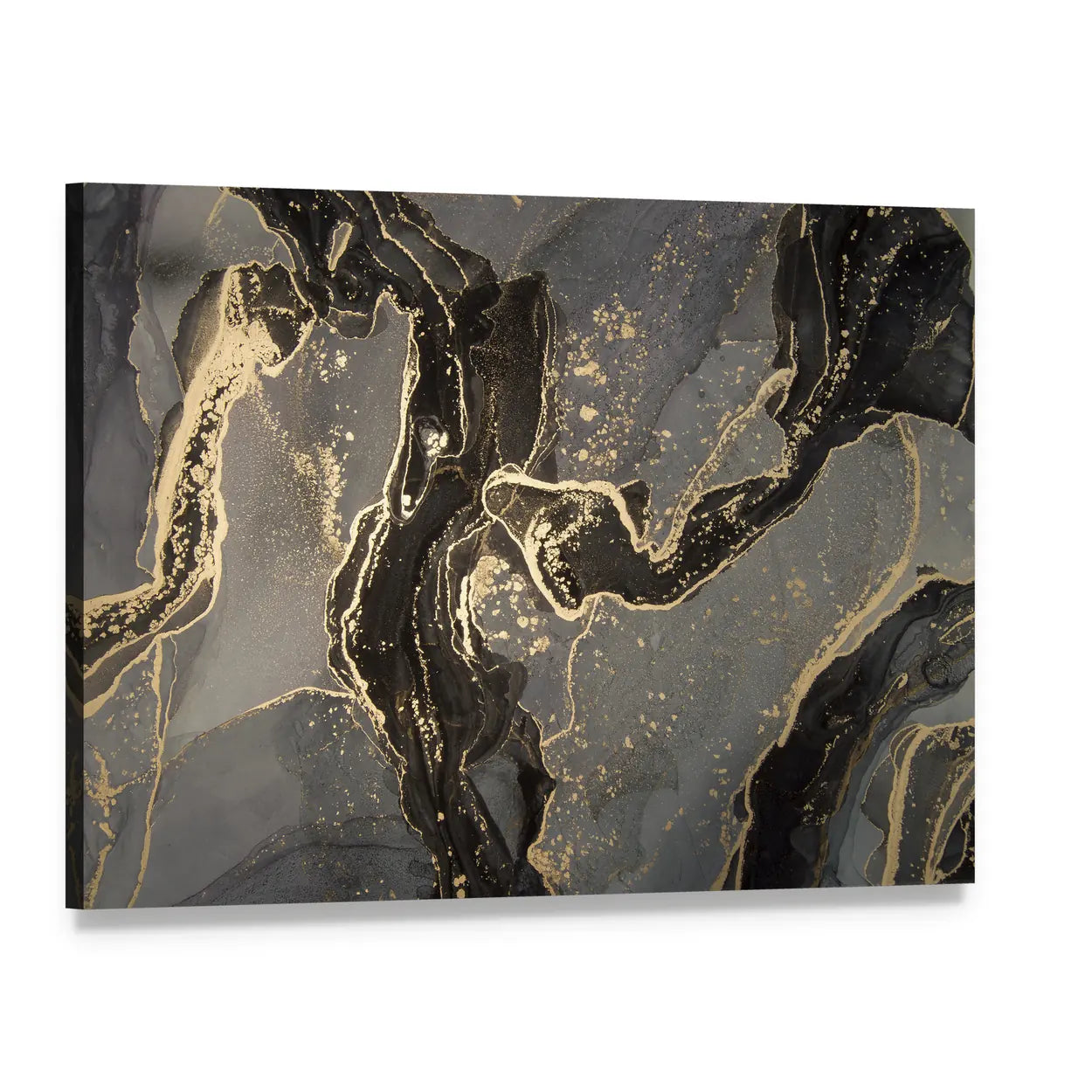 Luxury Fluid Abstract Canvas Wall Art, single panel gallery wrapped canvas, angled product view
