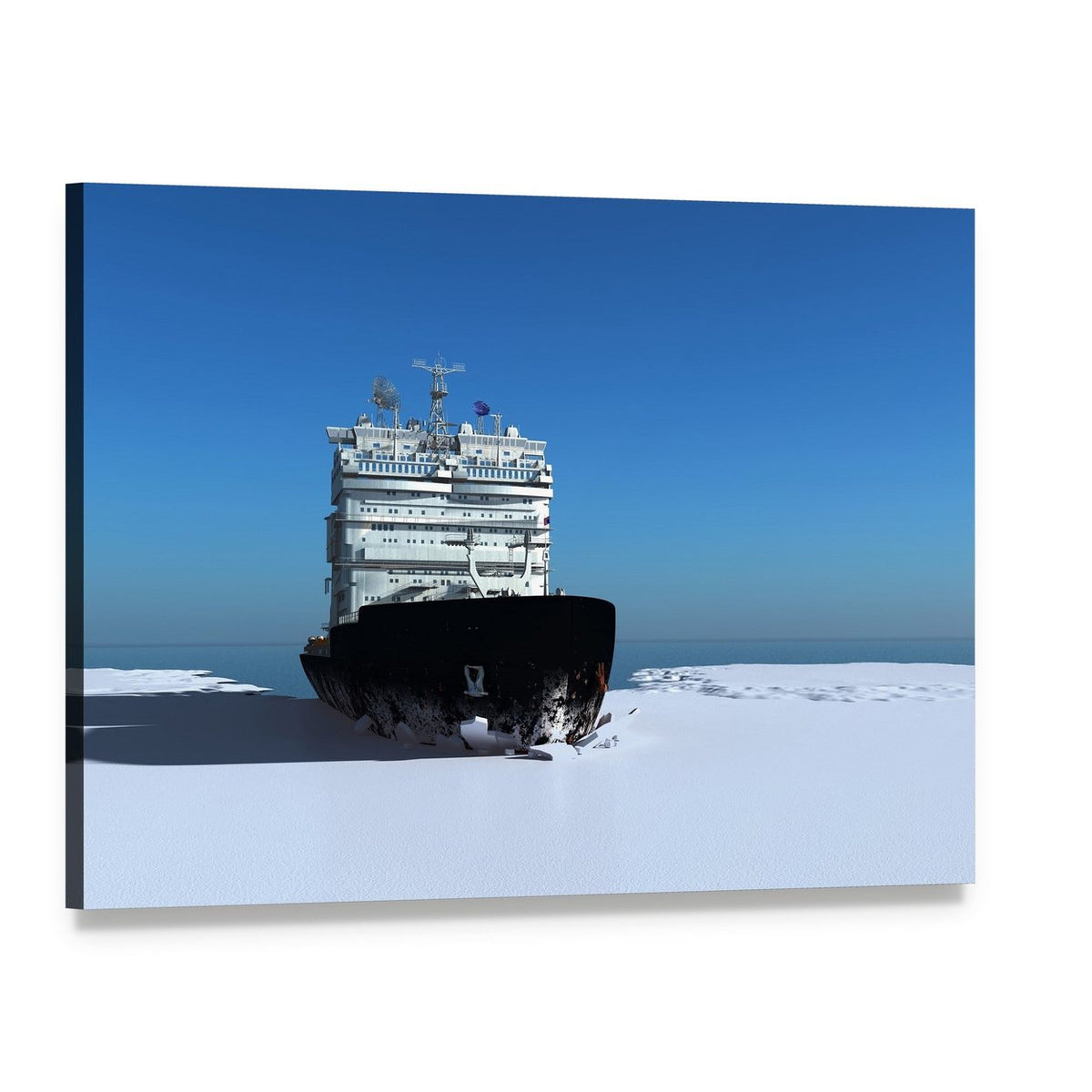 Icebreaker Ship on the Ice Canvas Wall Art, single panel gallery wrapped canvas, angled product view