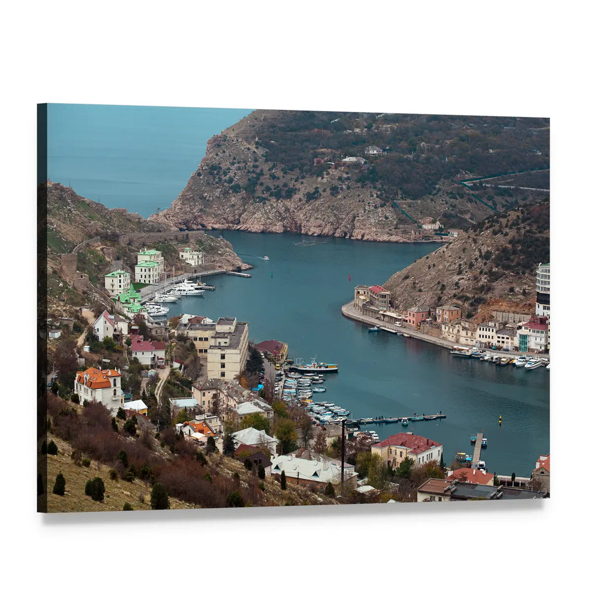Balaklava Seaport, Crimea Canvas Wall Art, single panel gallery wrapped canvas, angled product view