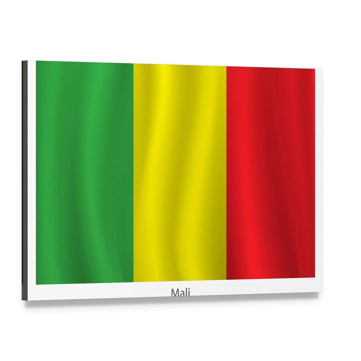 Mali Flag with Label Canvas Wall Art, single panel gallery wrapped canvas, angled product view