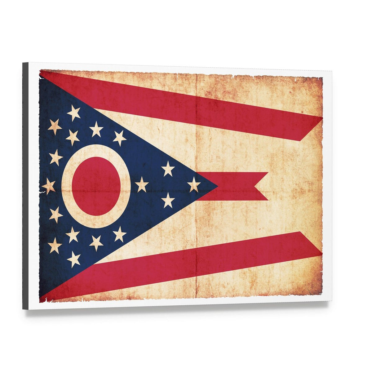 Ohio State Flag Vintage Burgee Canvas Wall Art, single panel gallery wrapped canvas, angled product view