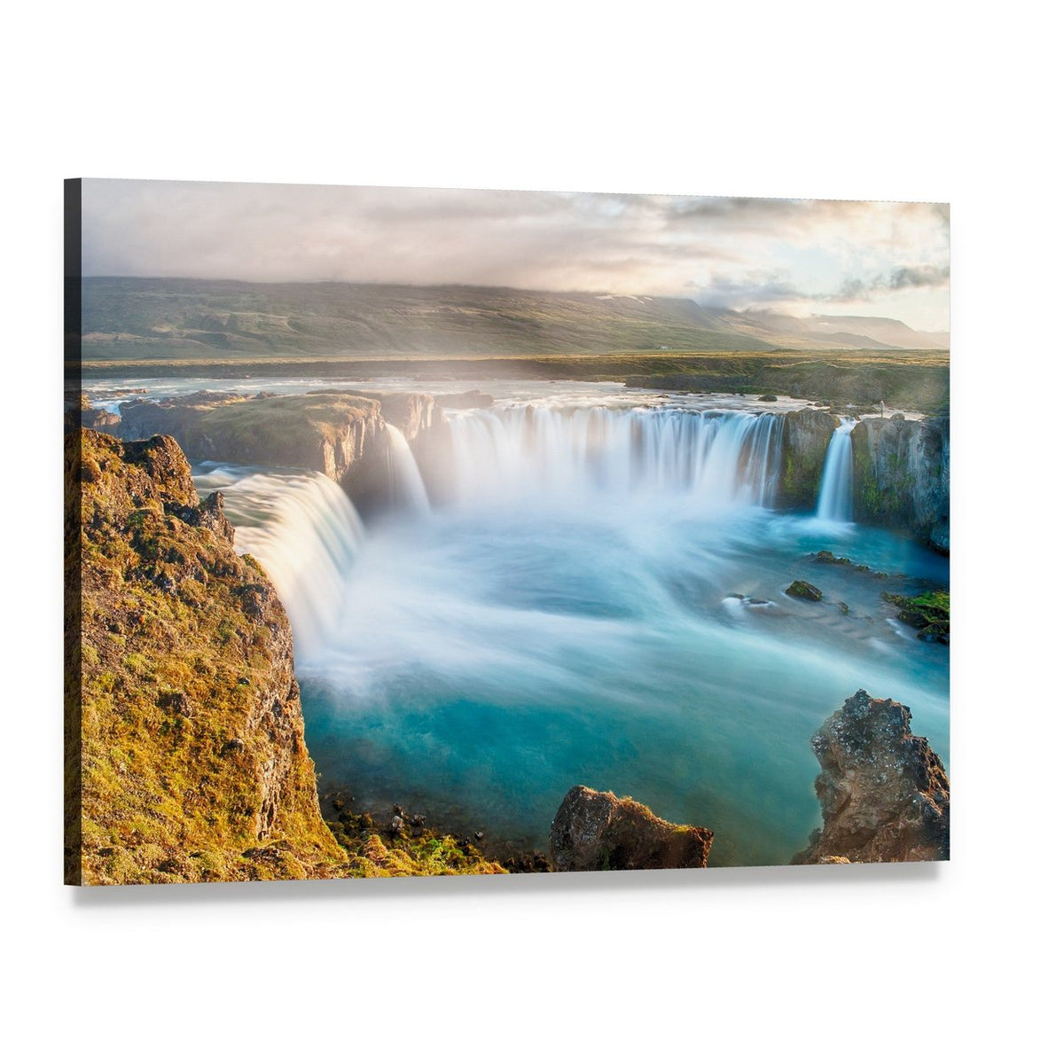 Godafoss Waterfall, Iceland Canvas Wall Art, single panel gallery wrapped canvas, angled product view