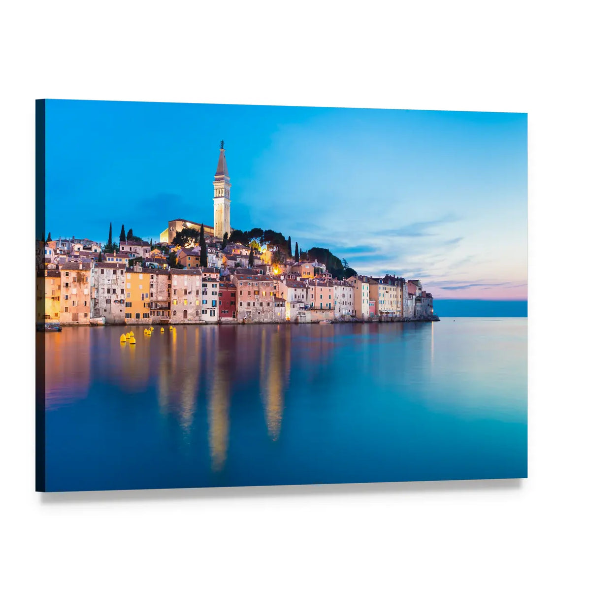 Rovinj Evening Reflections Canvas Wall Art, single panel gallery wrapped canvas, angled product view
