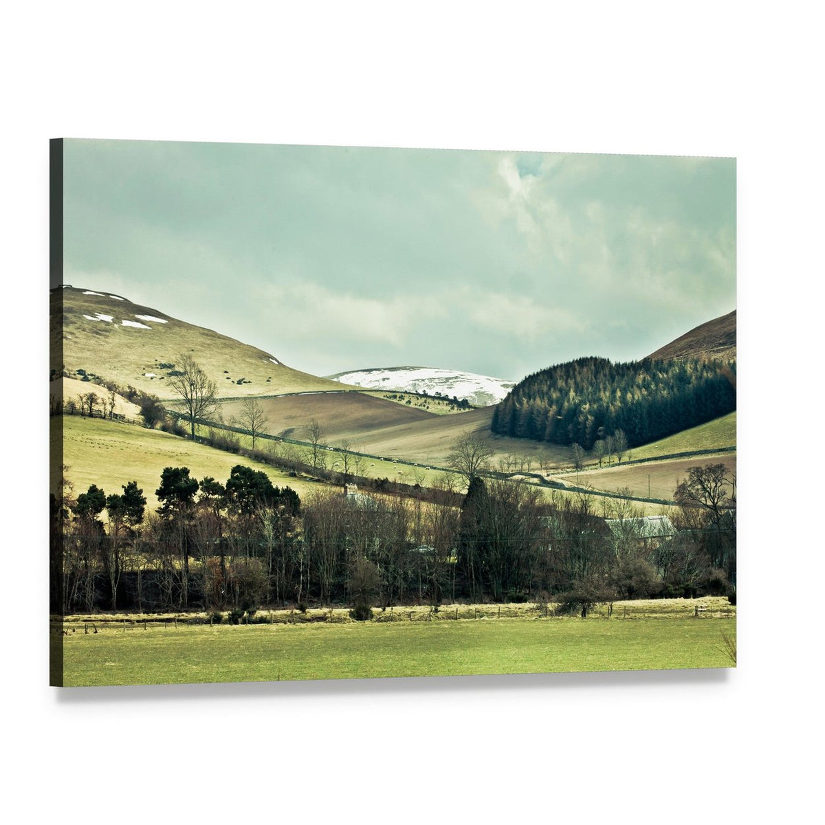 Cheviot Hills Landscape Canvas Wall Art, single panel gallery wrapped canvas, angled product view
