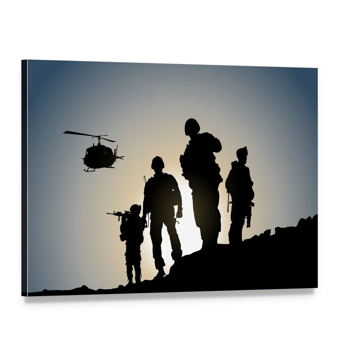 Army in Battlefield Canvas Wall Art, single panel gallery wrapped canvas, angled product view