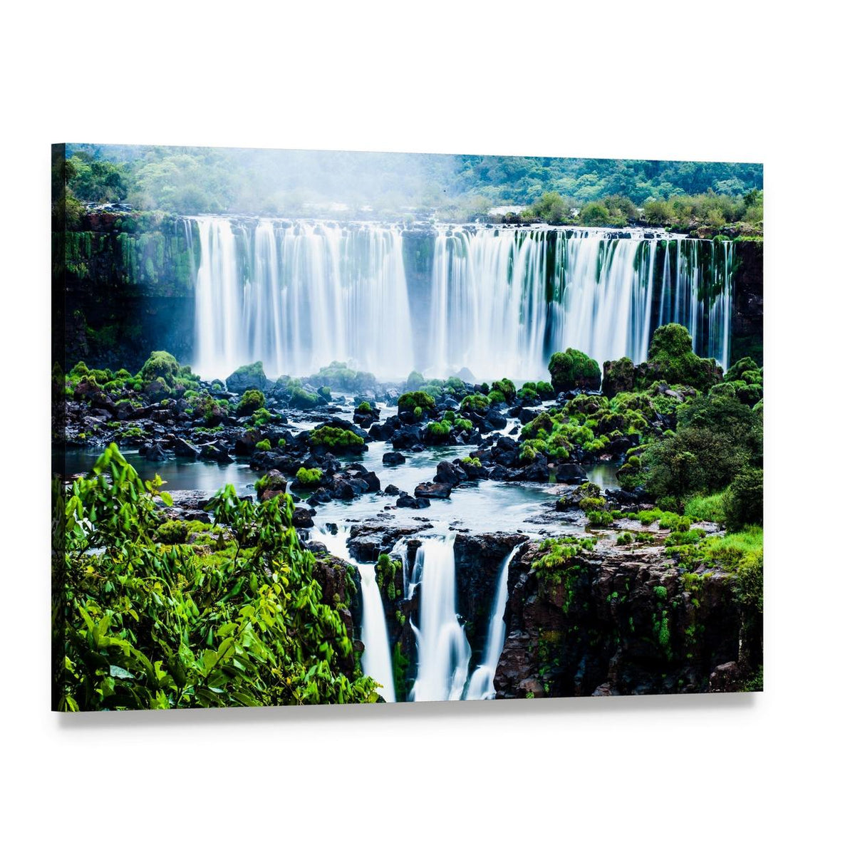 View of Iguassu Falls Canvas Wall Art, single panel gallery wrapped canvas, angled product view