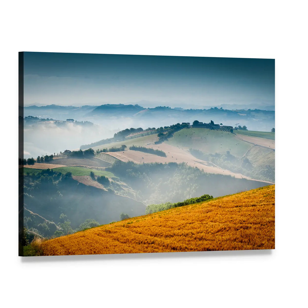 Italian Countryside in Morning Light Canvas Wall Art, single panel gallery wrapped canvas, angled product view