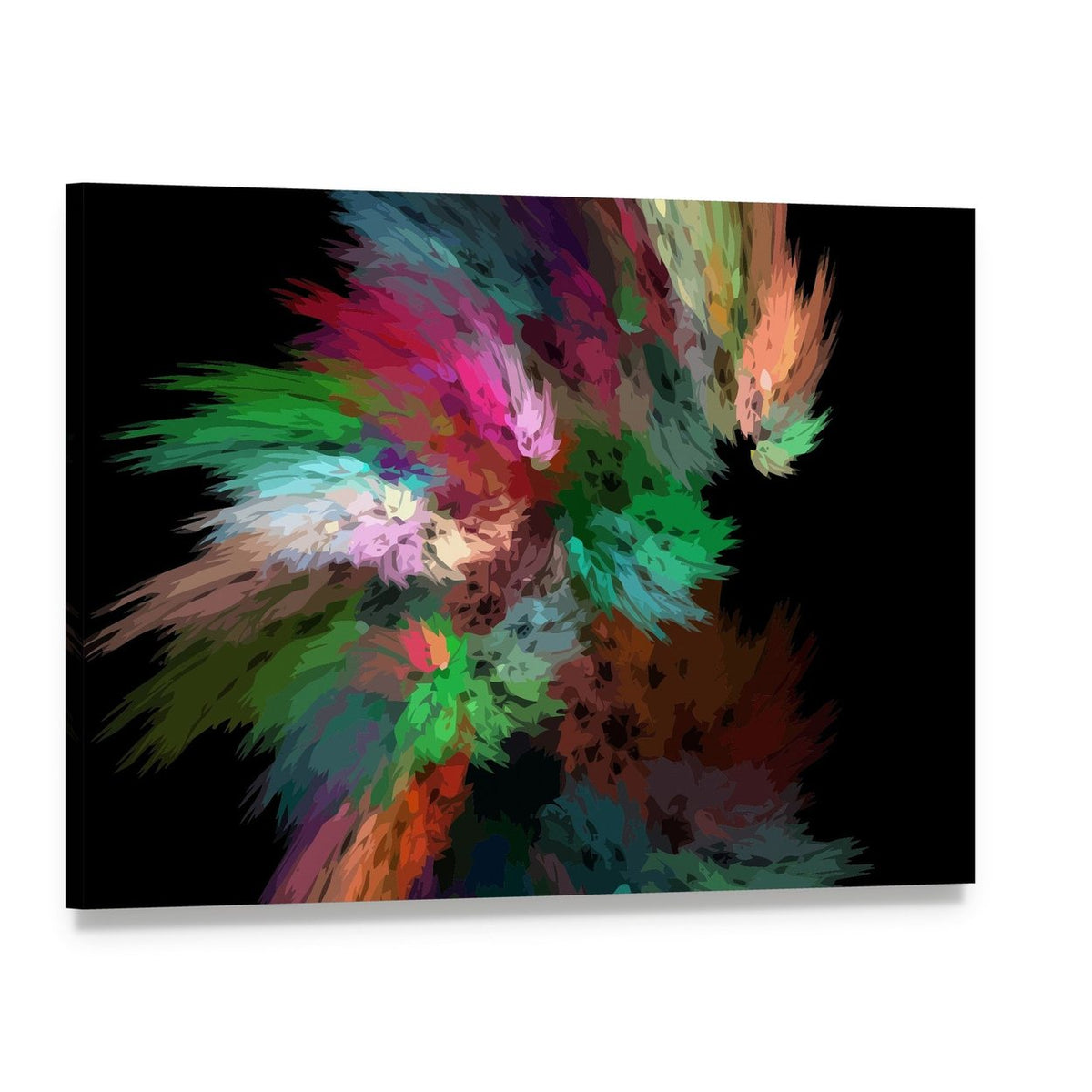Fractal Swirl Abstract in Green and Pink Canvas Wall Art, single panel gallery wrapped canvas, angled product view