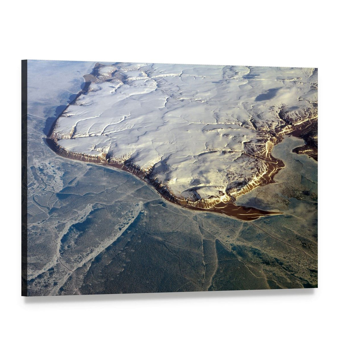 Aerial View of Winter Greenland Canvas Wall Art, single panel gallery wrapped canvas, angled product view