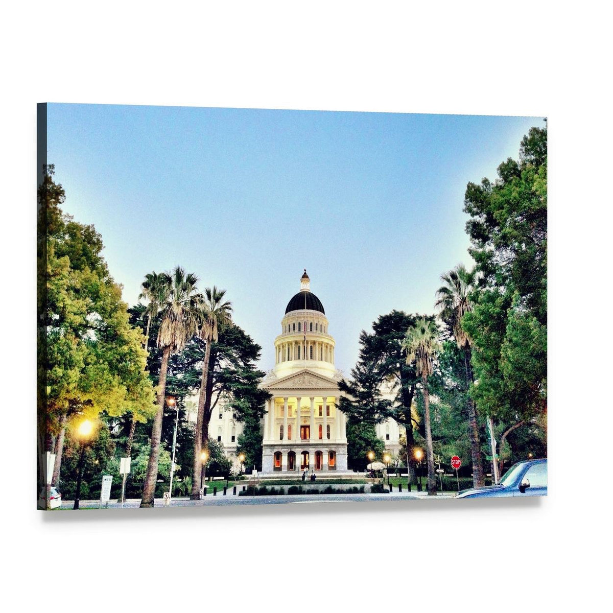 Sacramento State Capitol Building Canvas Wall Art, single panel gallery wrapped canvas, angled product view