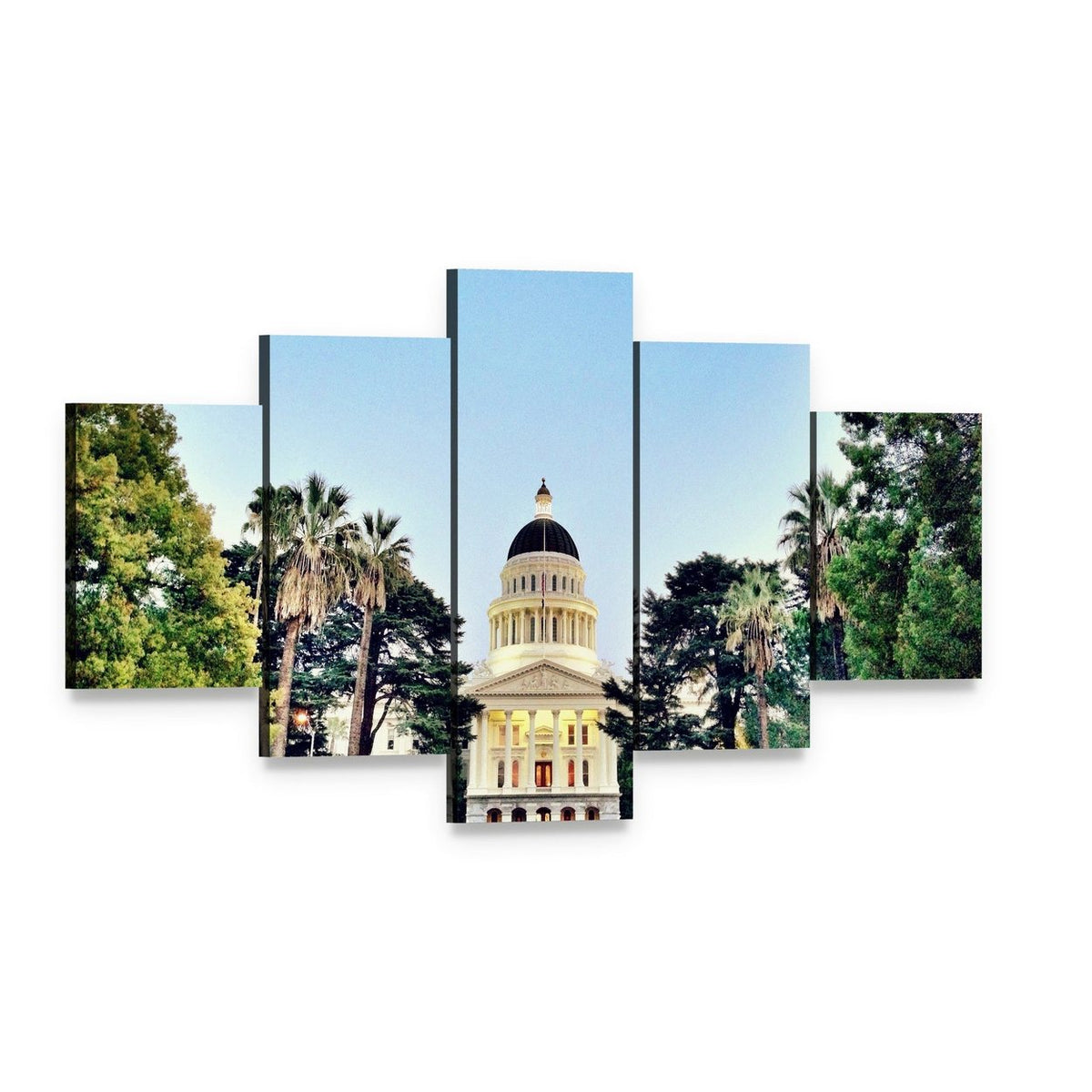 Sacramento State Capitol Building Canvas Wall Art, 5 panel 5 Star layout gallery wrapped canvas set, angled product view