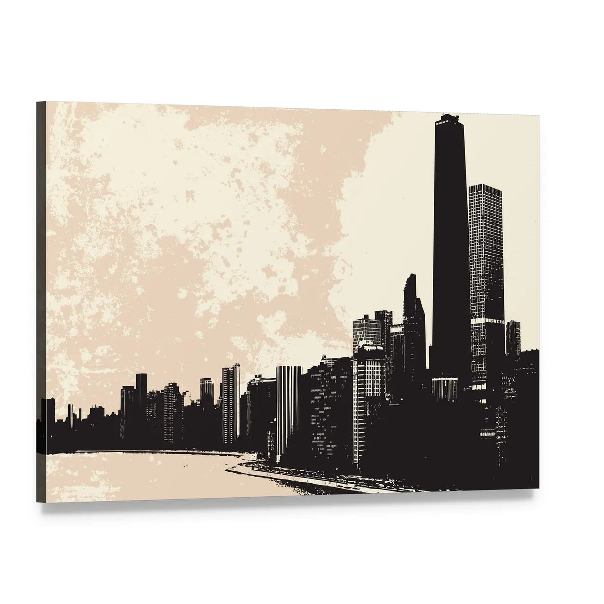 Chicago Skyline from Lake Michigan Canvas Wall Art, single panel gallery wrapped canvas, angled product view