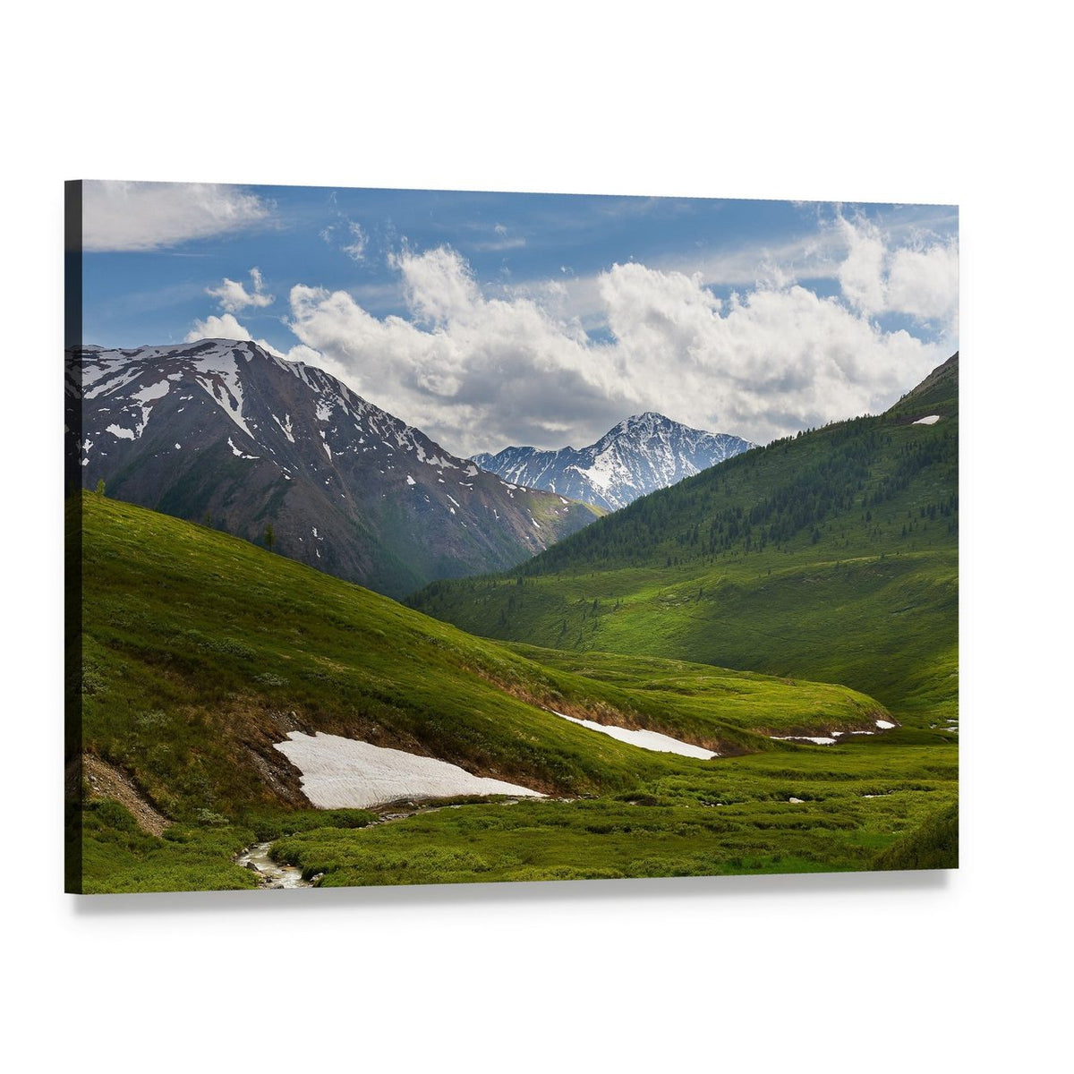 Mountain Lake West Siberia Canvas Wall Art, single panel gallery wrapped canvas, angled product view