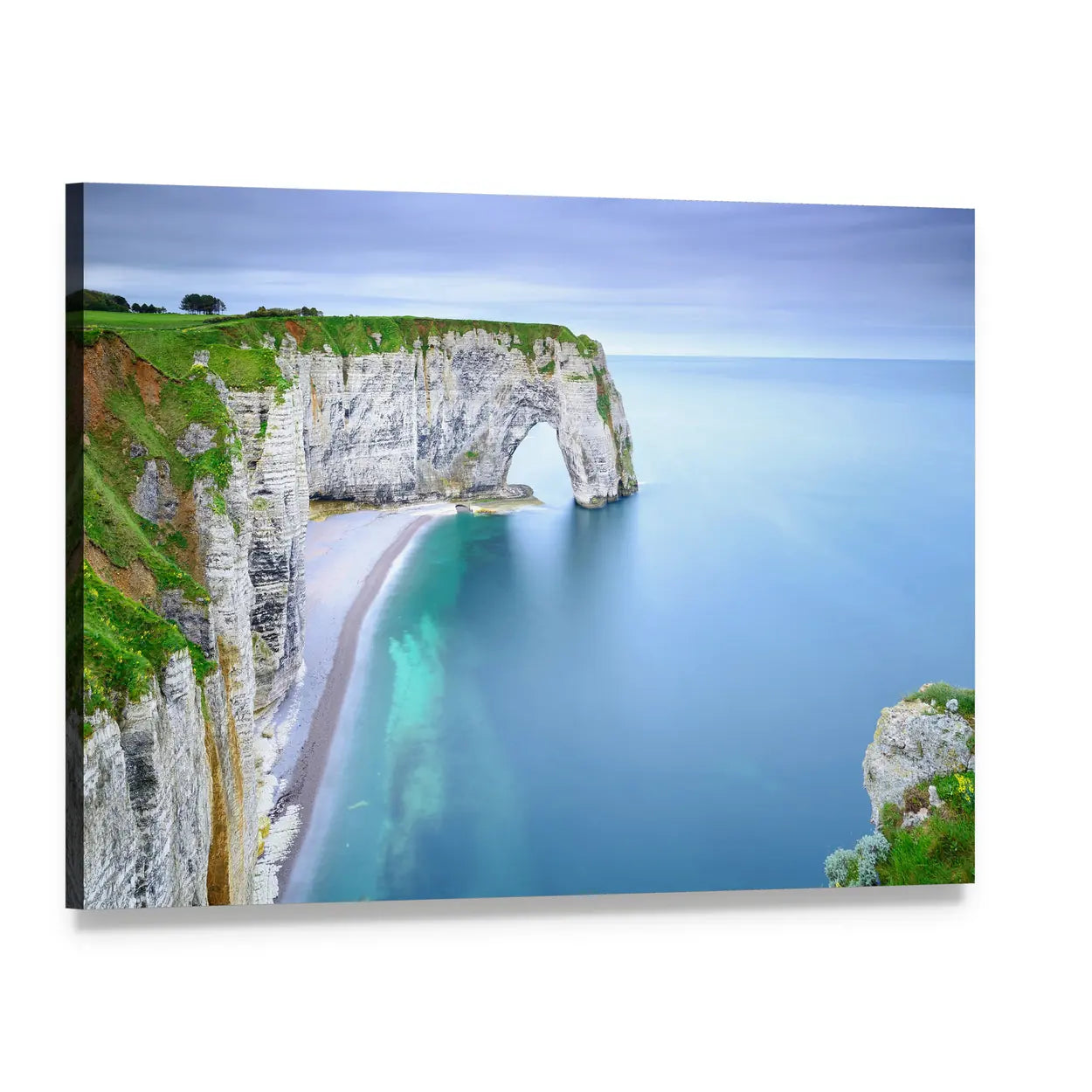 La Manneporte Natural Sea Arch Canvas Wall Art, single panel gallery wrapped canvas, angled product view