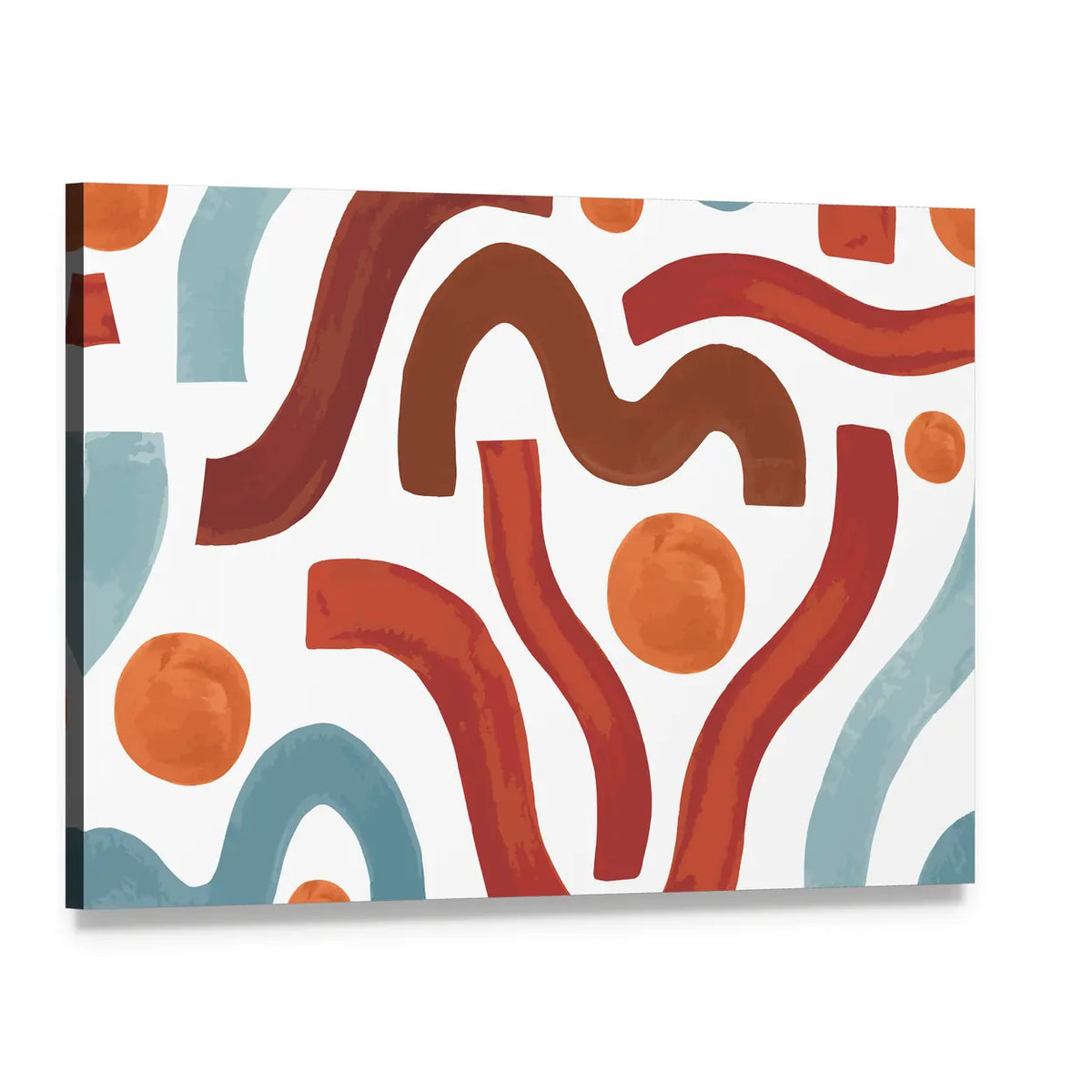 Minimal Circle Waves Canvas Wall Art, single panel gallery wrapped canvas, angled product view