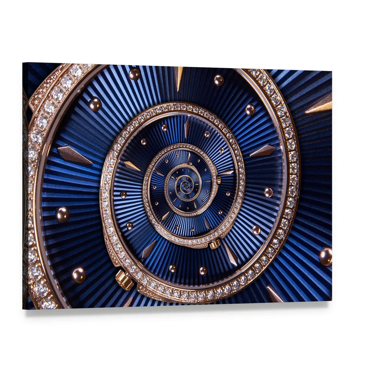 Time Spiral Watch Dial Canvas Wall Art, single panel gallery wrapped canvas, angled product view
